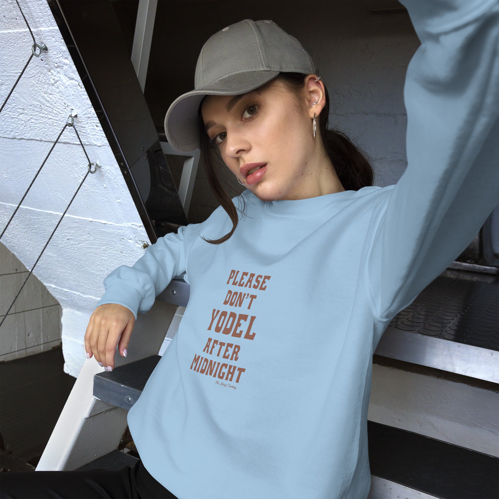 Unisex Sweatshirt Don't Yodel After Midnight dark text (front & back)