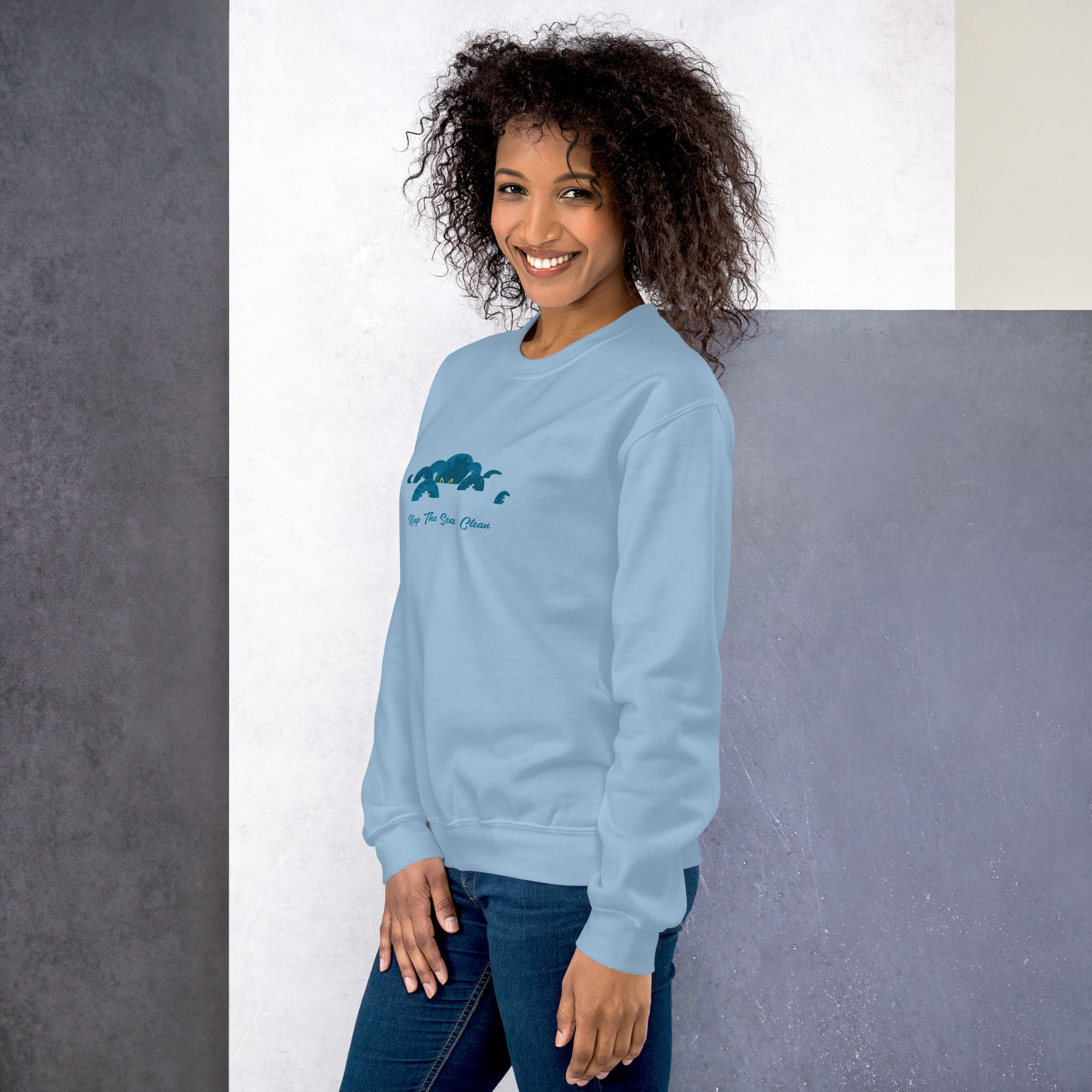 Sweat Unisexe à Col Rond Octopus Blue sur couleurs claires