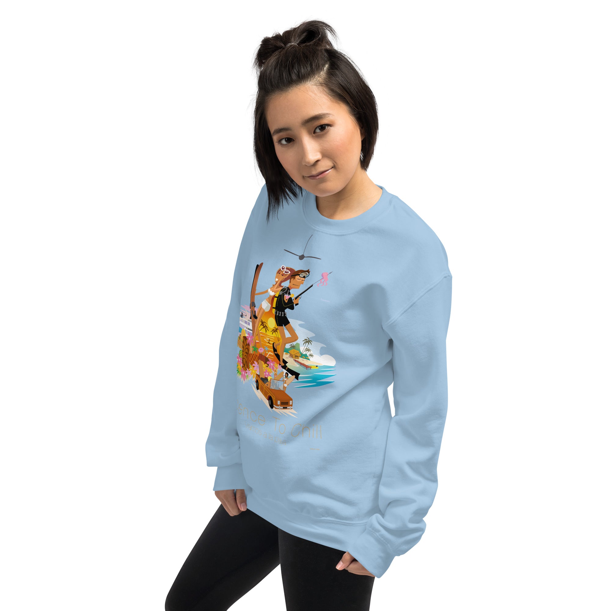 Unisex Sweatshirt License to Chill Vamos a la Playa on light colors