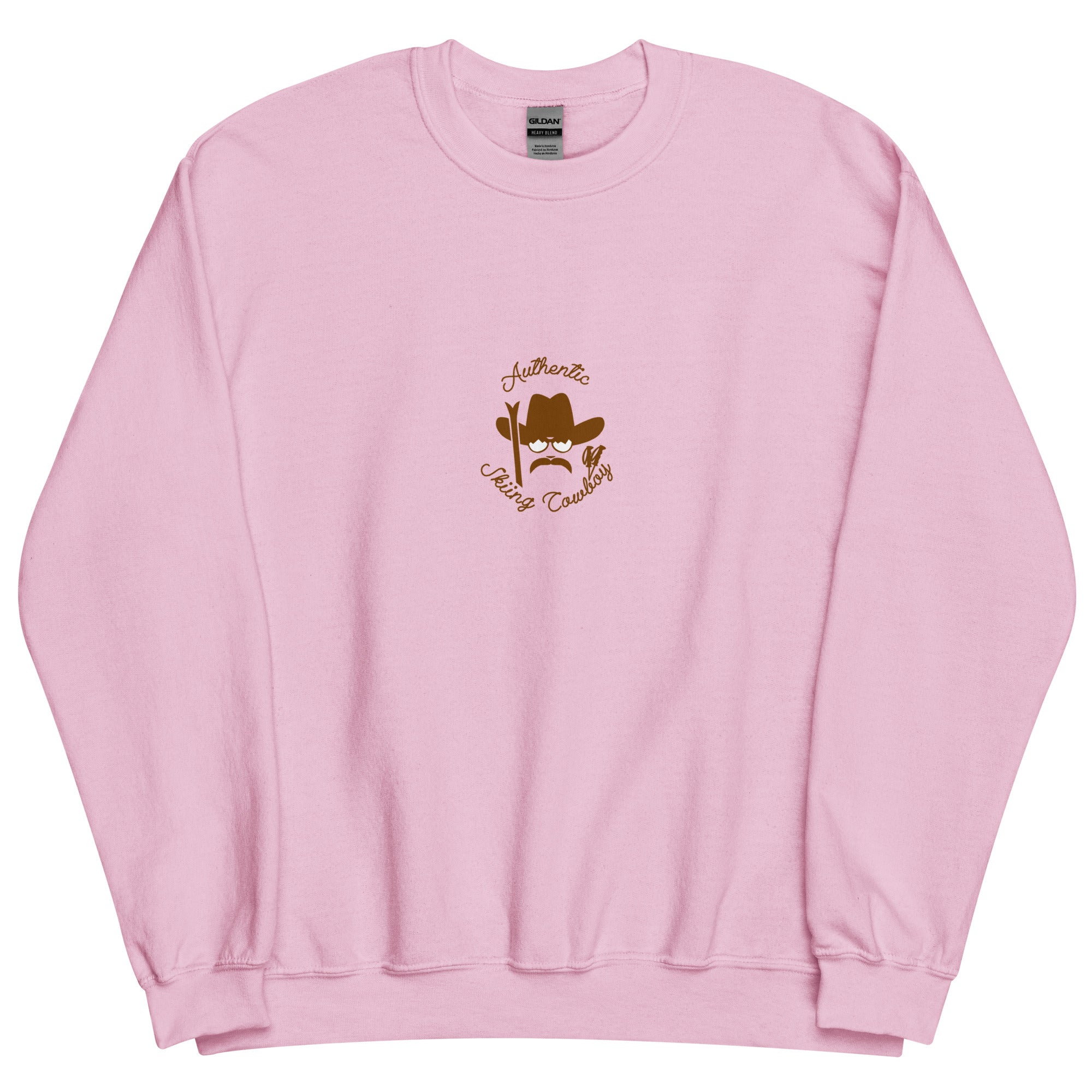 Sweat Unisexe à Col Rond Authentic Skiing Cowboy Brown