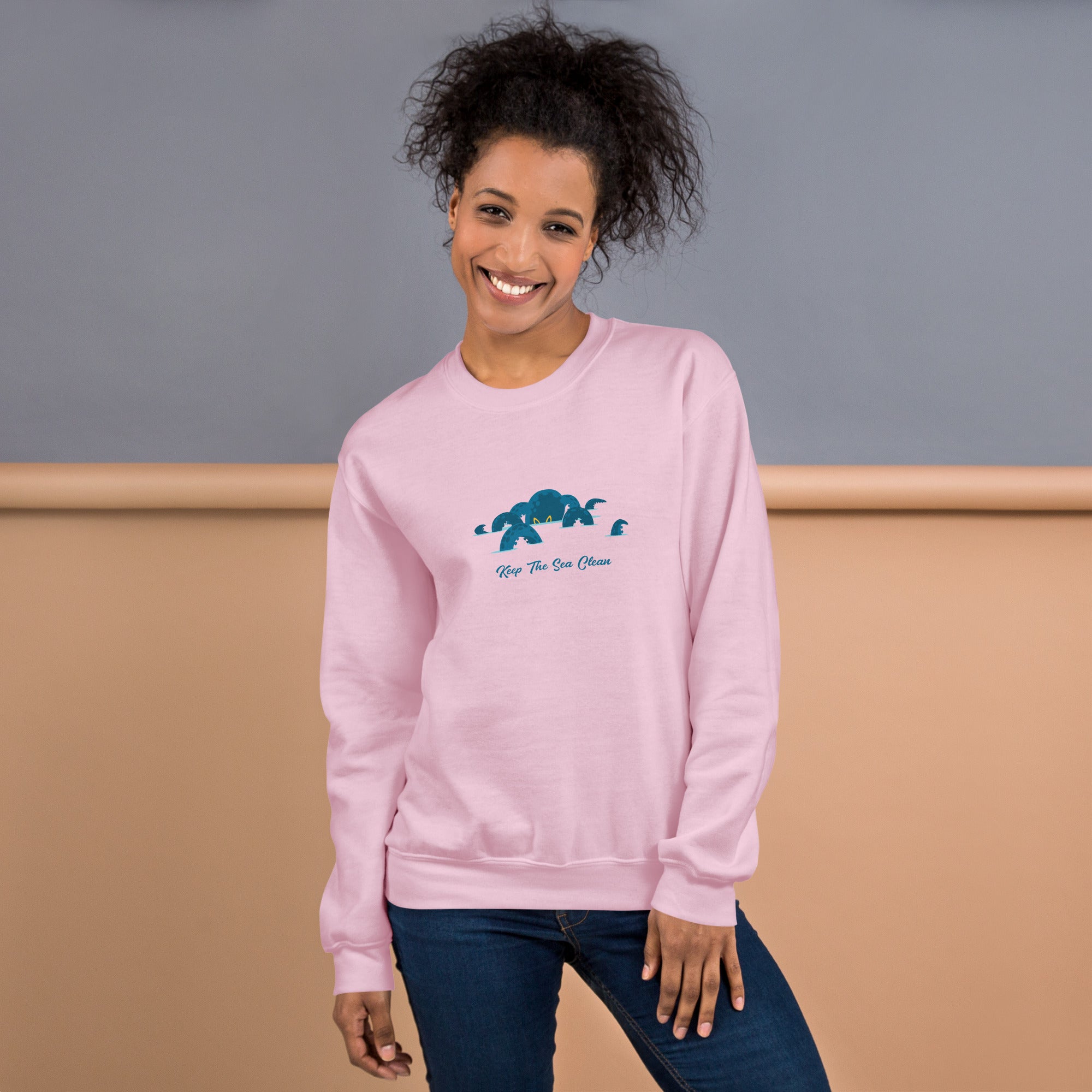 Sweat Unisexe à Col Rond Octopus Blue sur couleurs claires