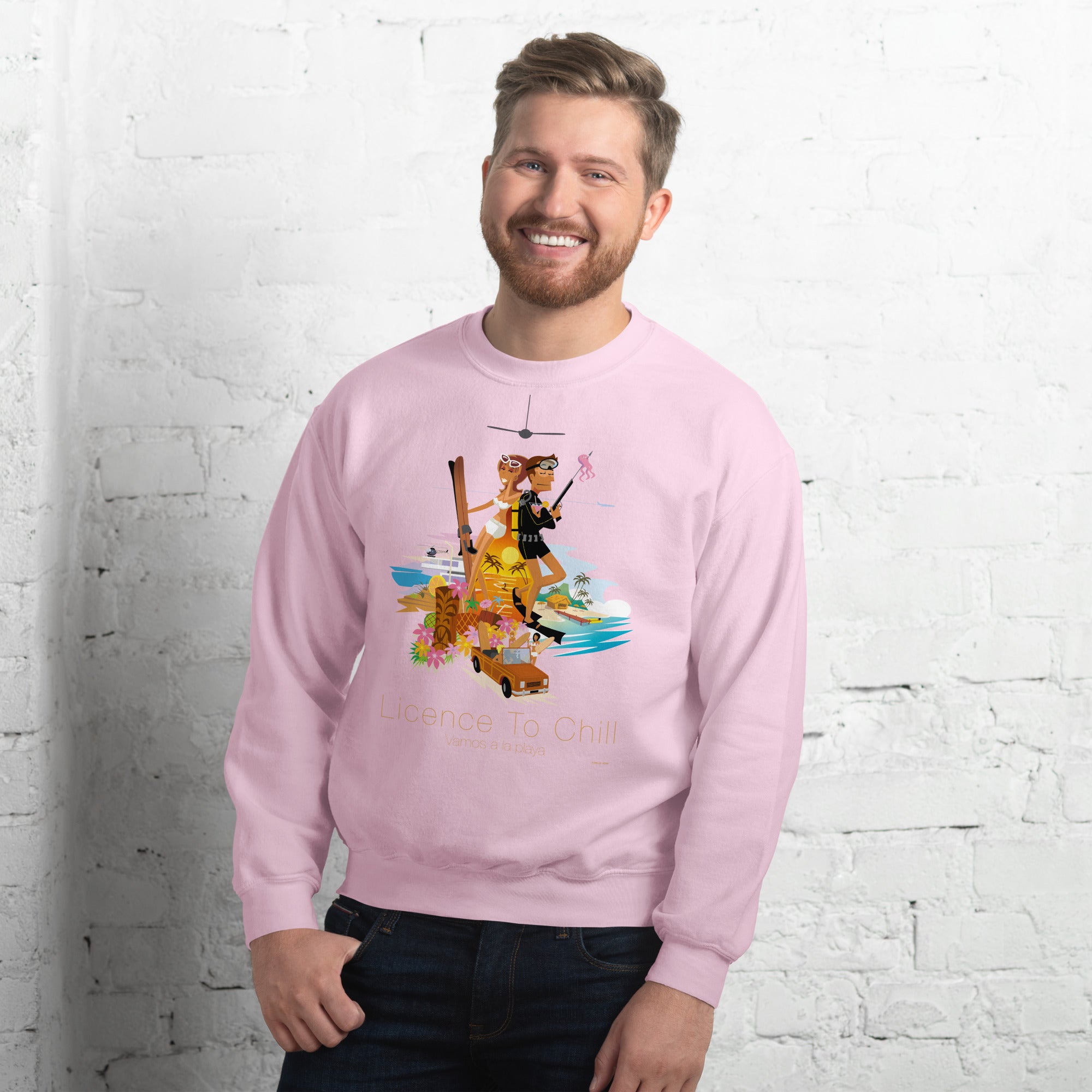 Unisex Sweatshirt License to Chill Vamos a la Playa on light colors