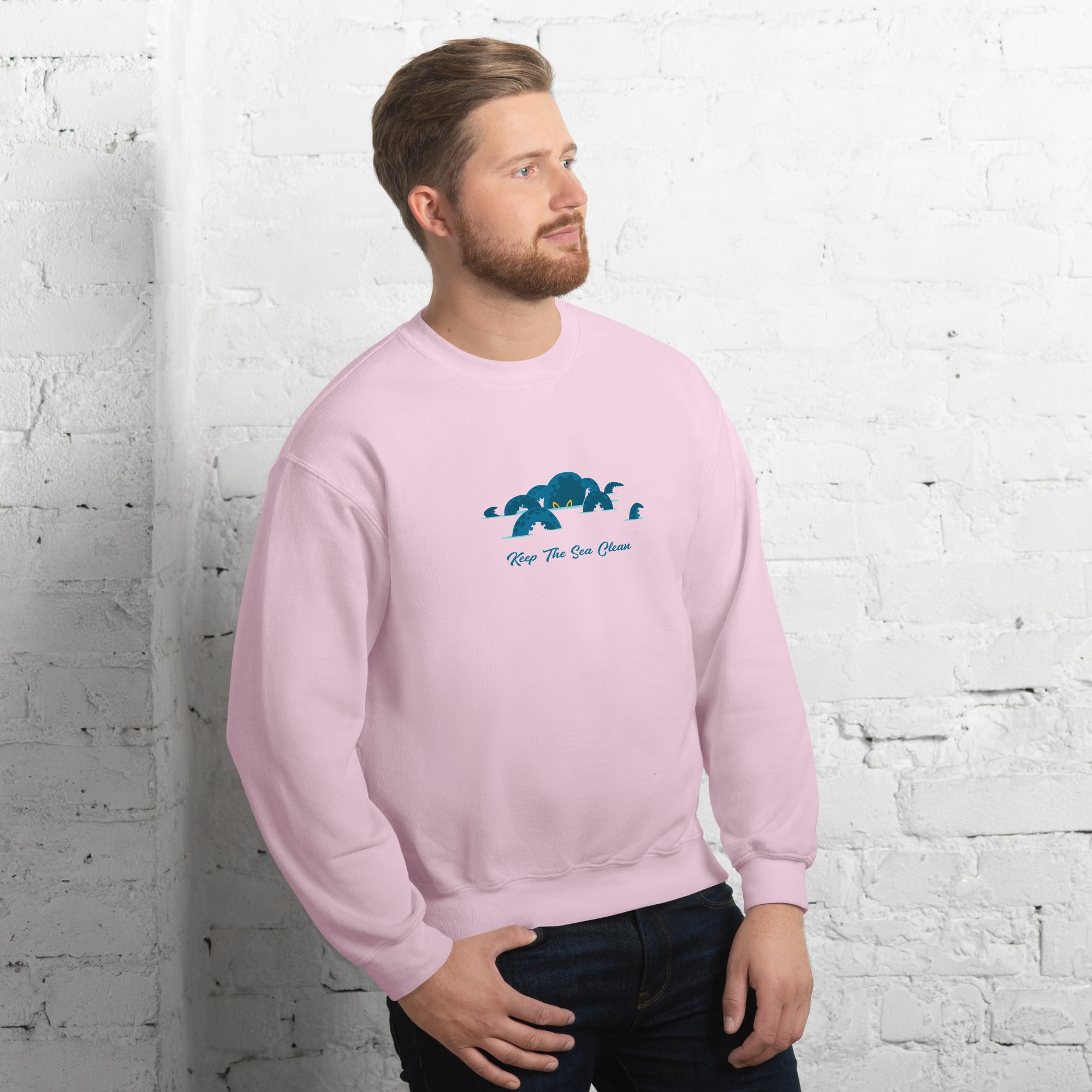 Sweat Unisexe à Col Rond Octopus Blue sur couleurs claires