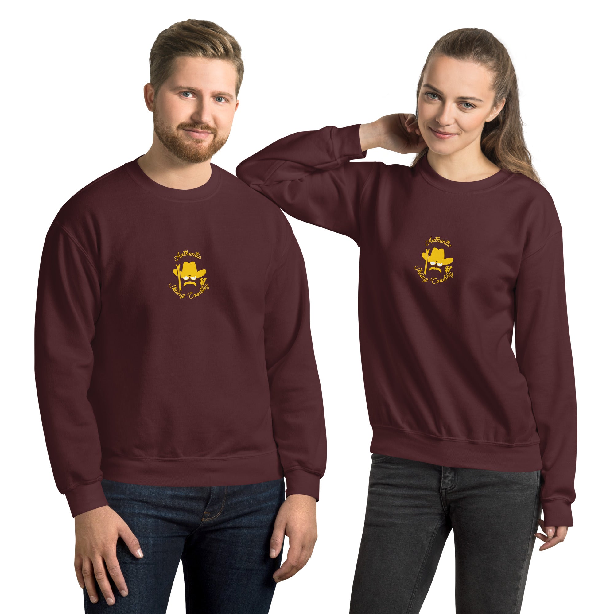 Unisex Sweatshirt Authentic Skiing Cowboy Gold