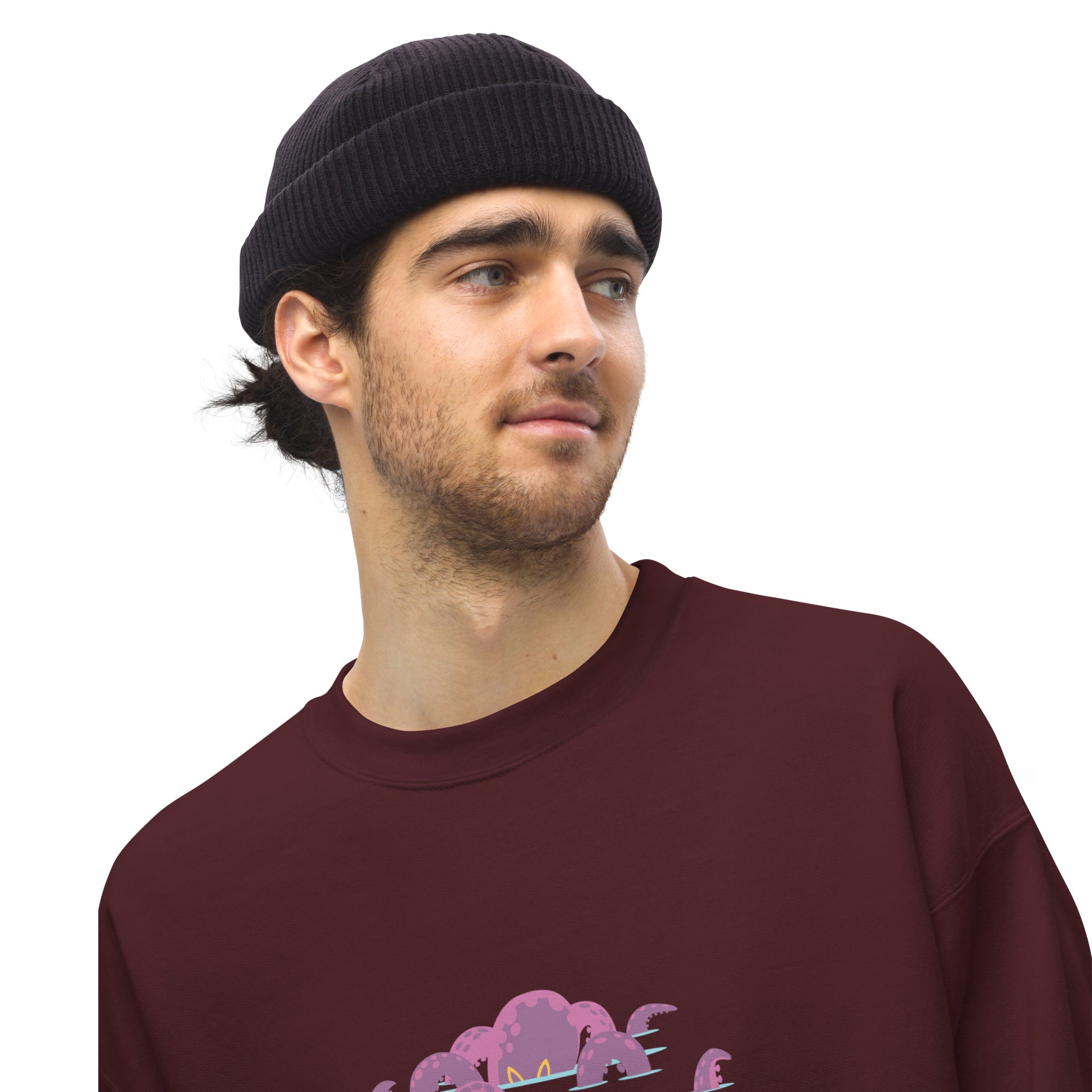 Sweat Unisexe à Col Rond Octopus Purple sur couleurs foncées