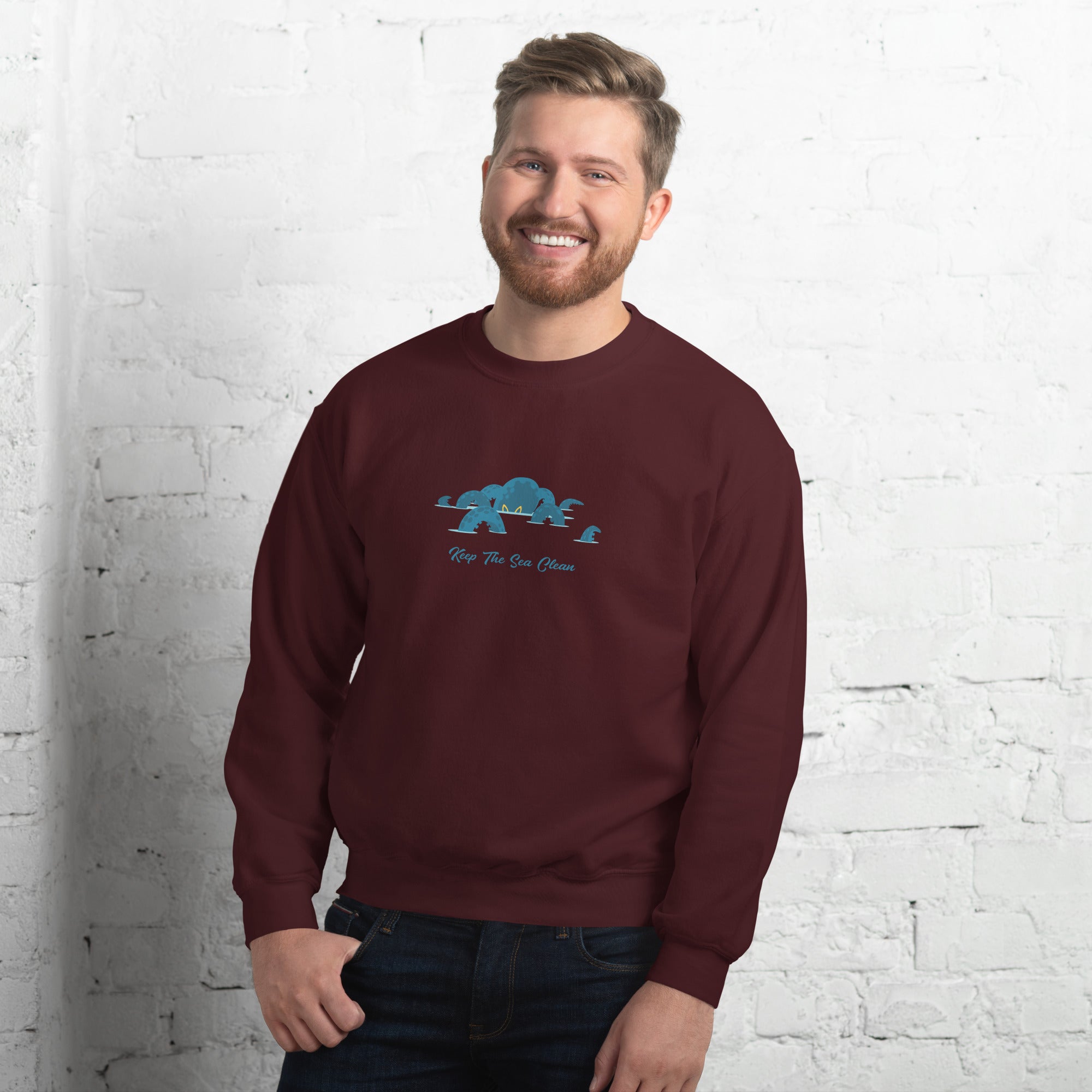 Unisex Sweatshirt Octopus Blue on dark colors