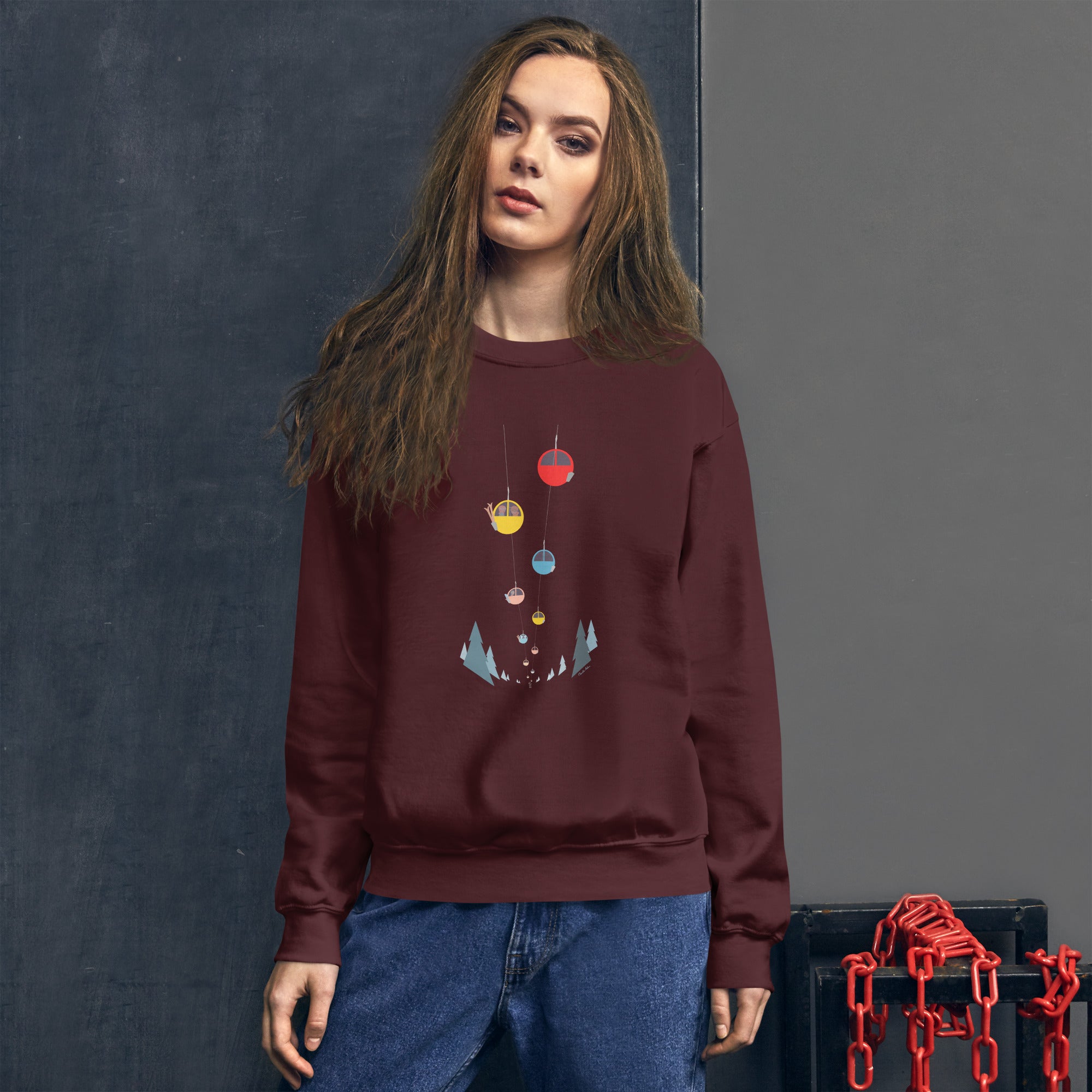 Unisex Sweatshirt Gondolas in the mist on dark colors