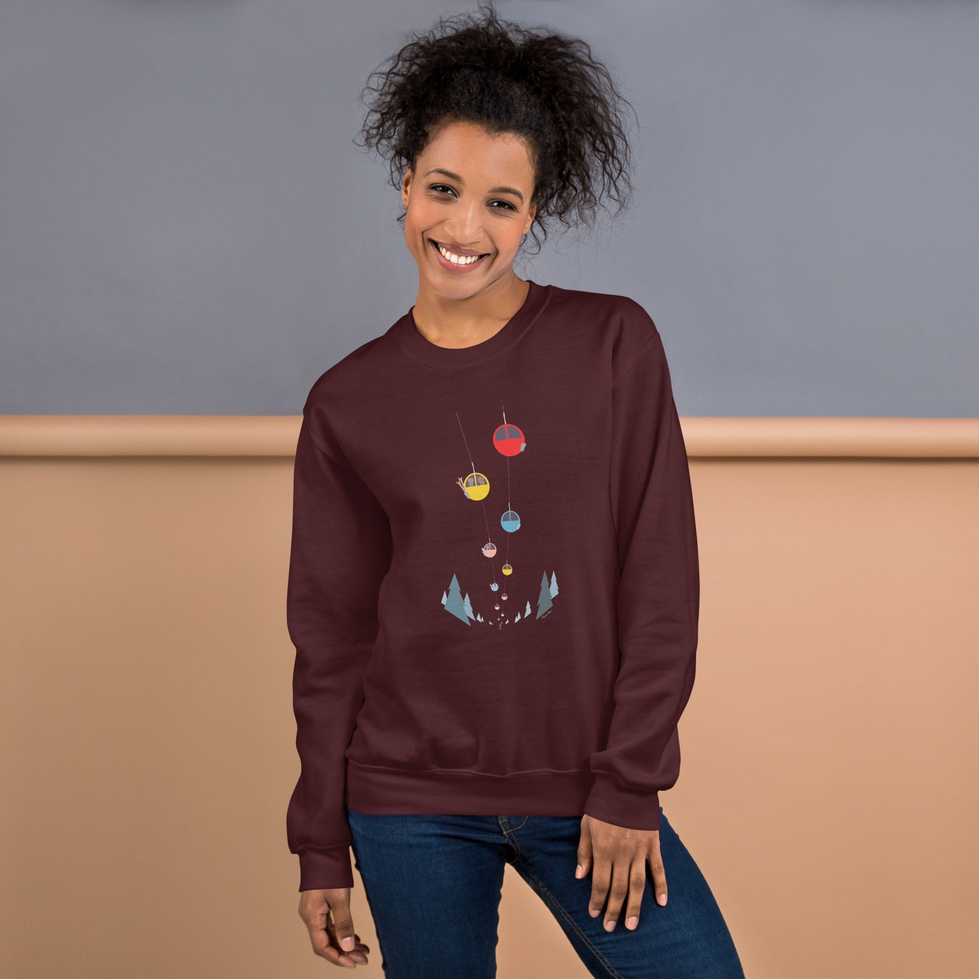 Unisex Sweatshirt Gondolas in the mist on dark colors