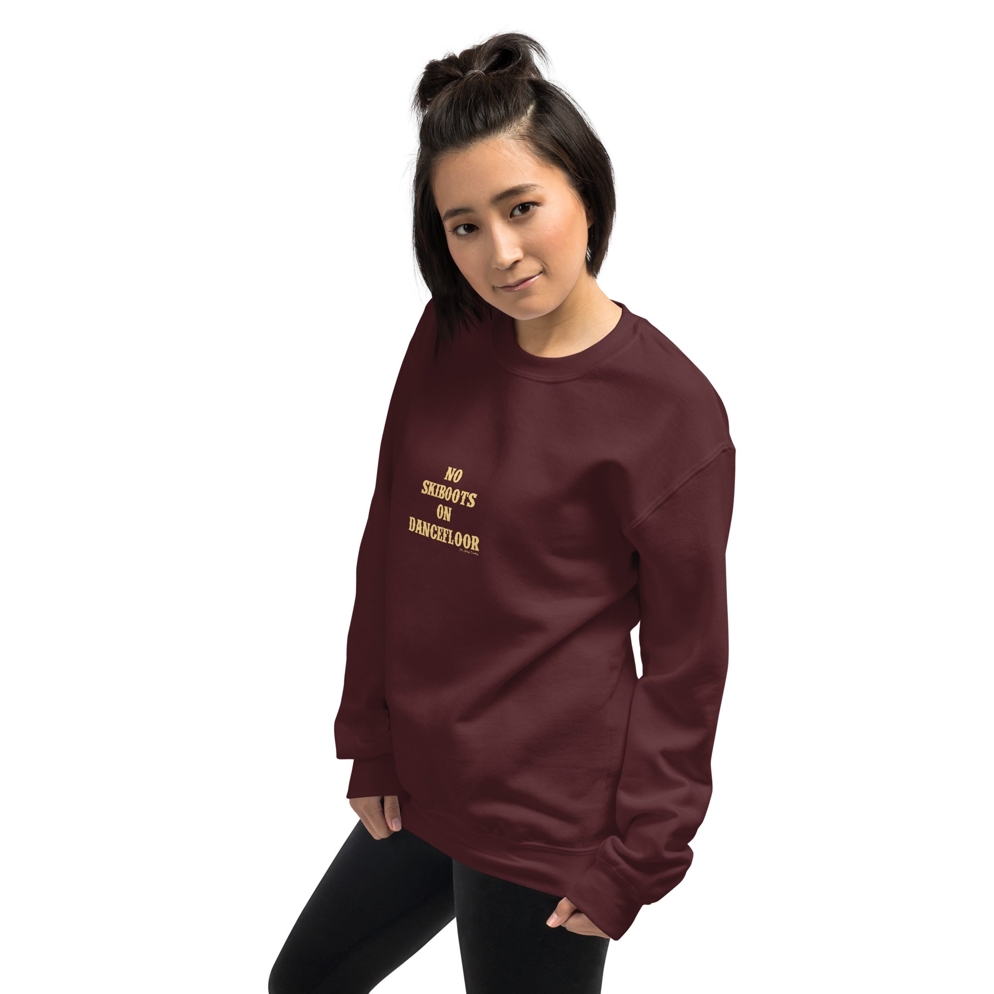 Unisex Sweatshirt No Skiboots on Dancefloor light text