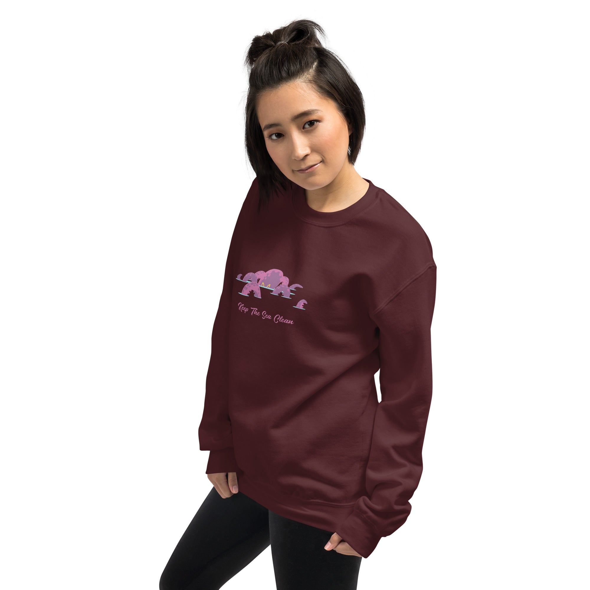 Sweat Unisexe à Col Rond Octopus Purple sur couleurs foncées