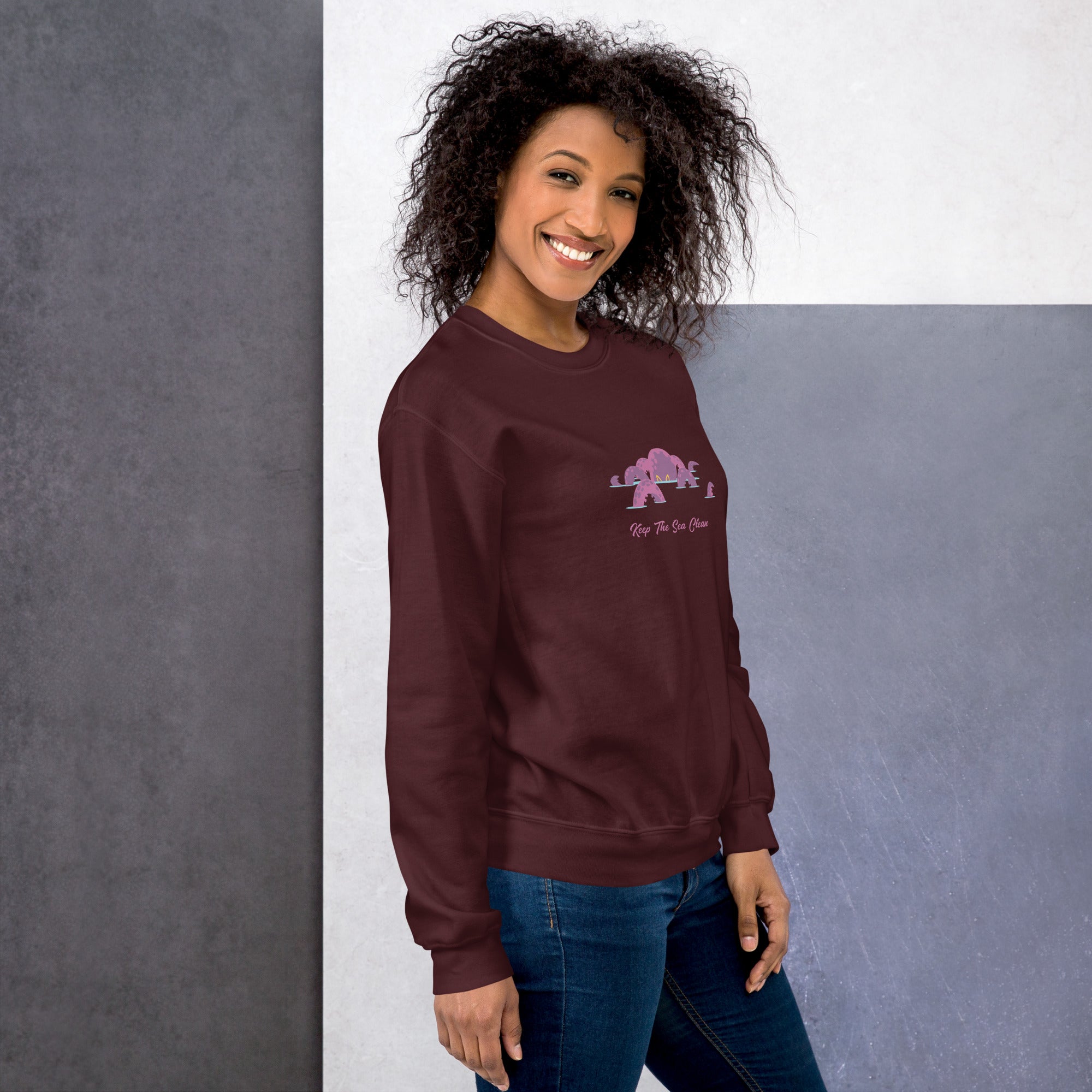 Sweat Unisexe à Col Rond Octopus Purple sur couleurs foncées