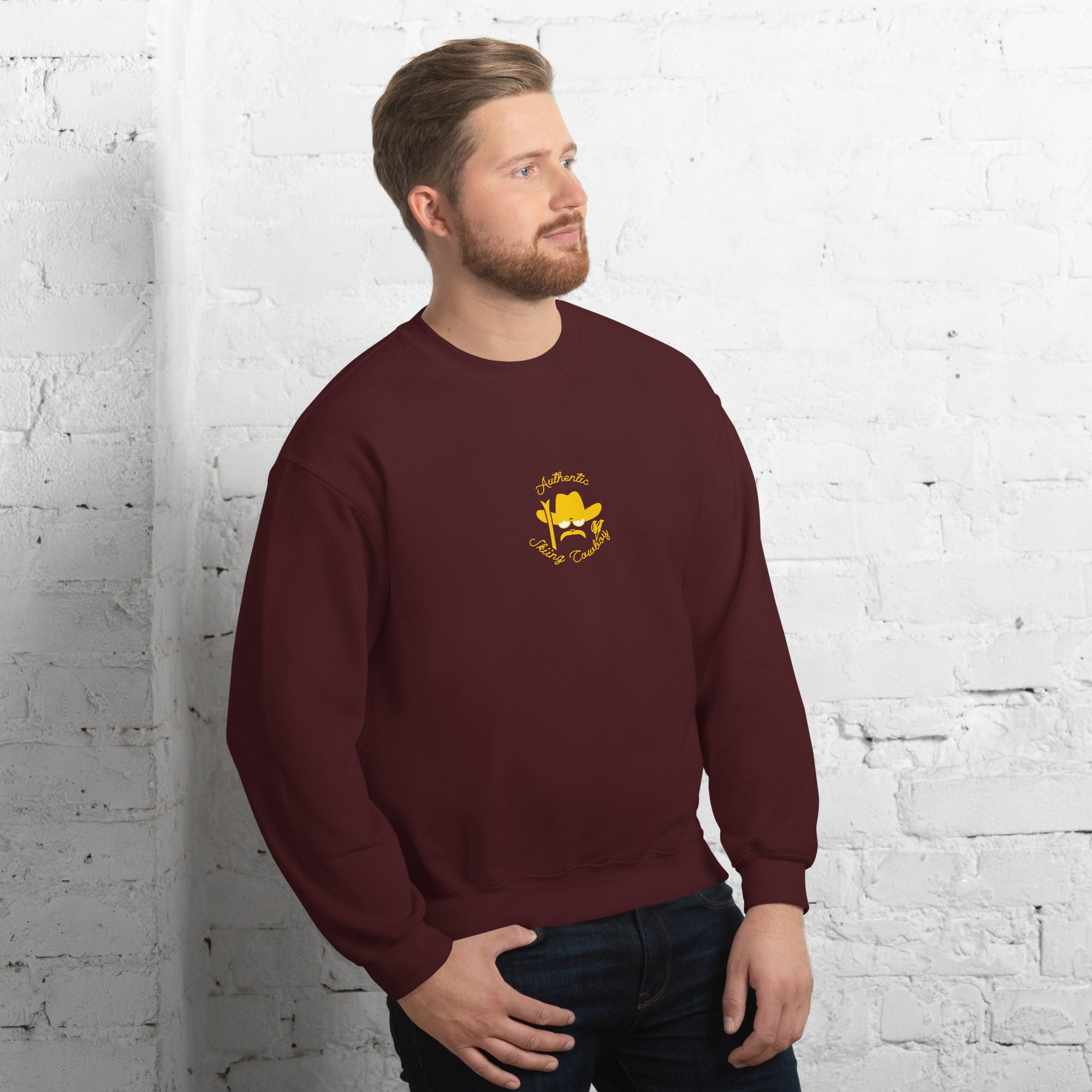 Unisex Sweatshirt Authentic Skiing Cowboy Gold