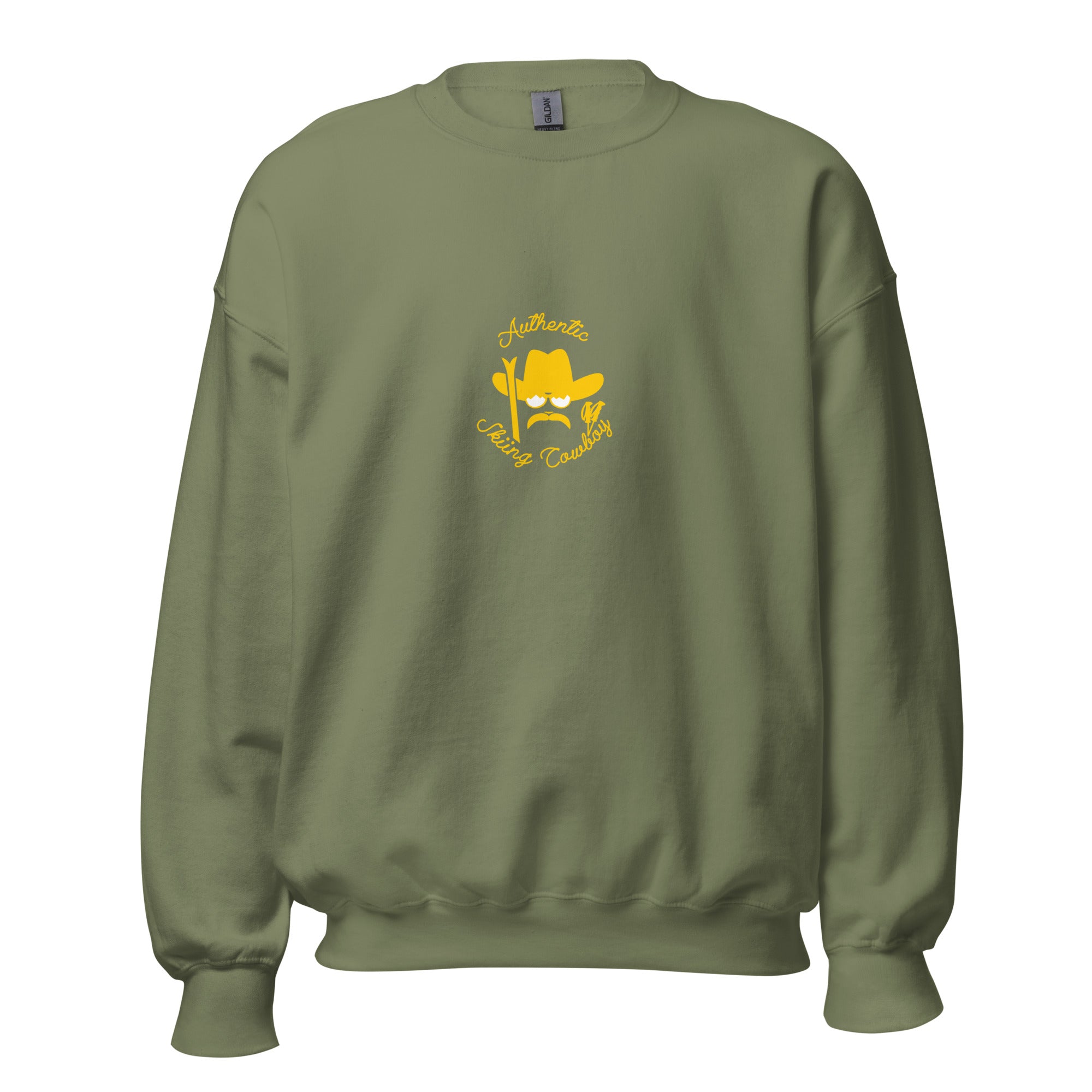 Sweat Unisexe à Col Rond Authentic Skiing Cowboy Gold