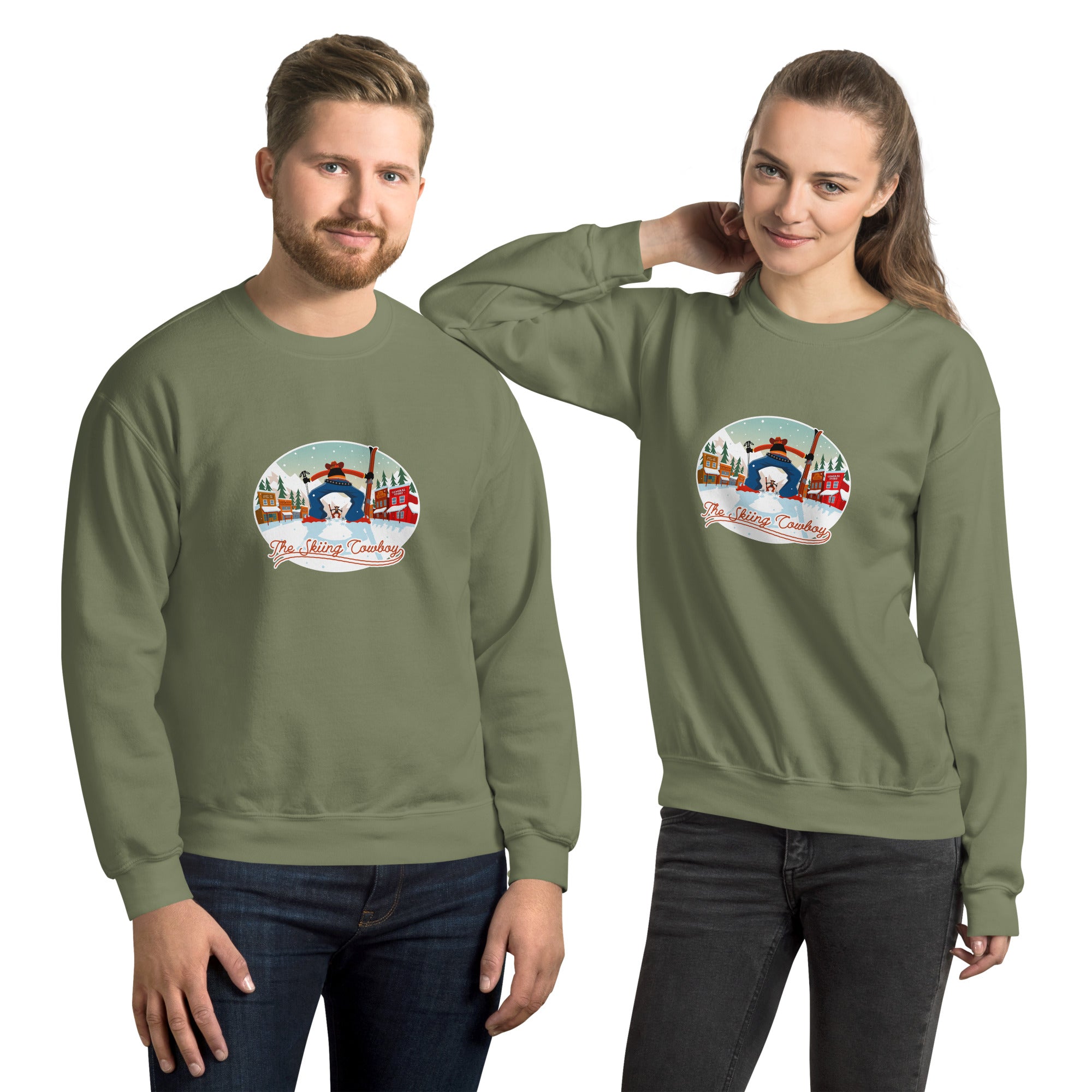 Unisex Sweatshirt Ski Fight at OK Corral on dark colors (front & back)