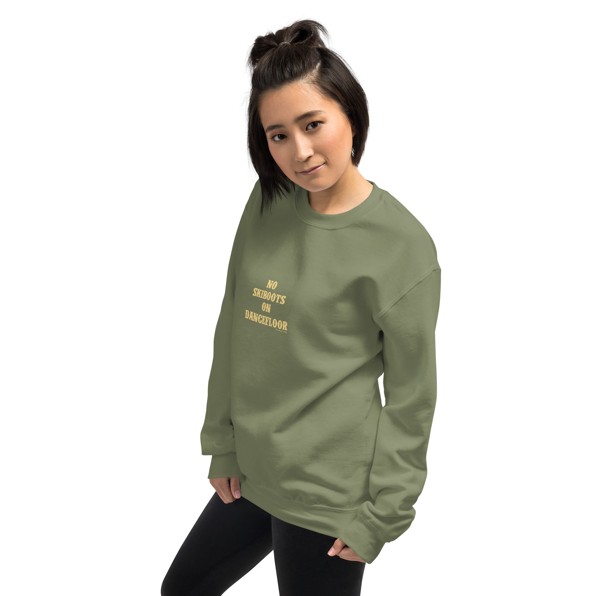 Unisex Sweatshirt No Skiboots on Dancefloor light text