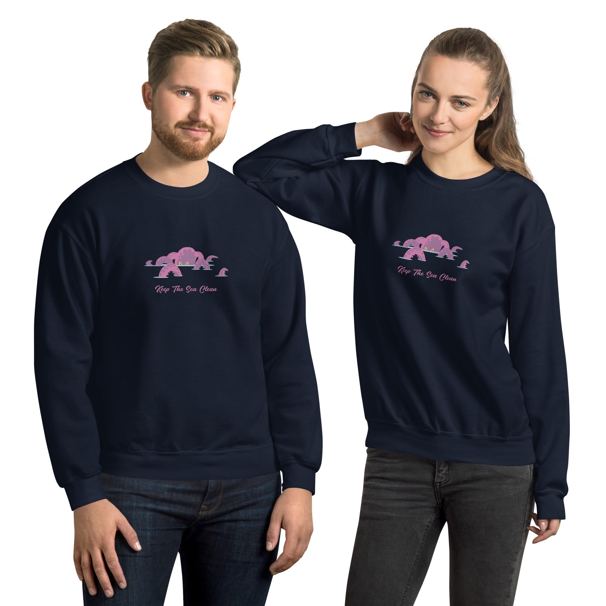 Sweat Unisexe à Col Rond Octopus Purple sur couleurs foncées