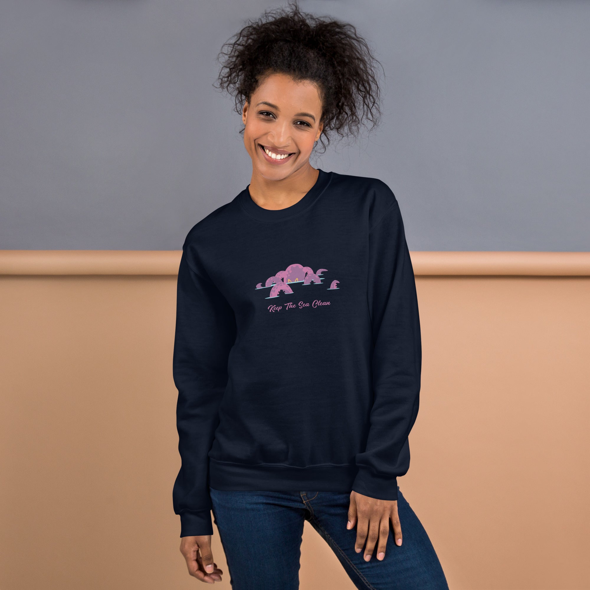 Sweat Unisexe à Col Rond Octopus Purple sur couleurs foncées