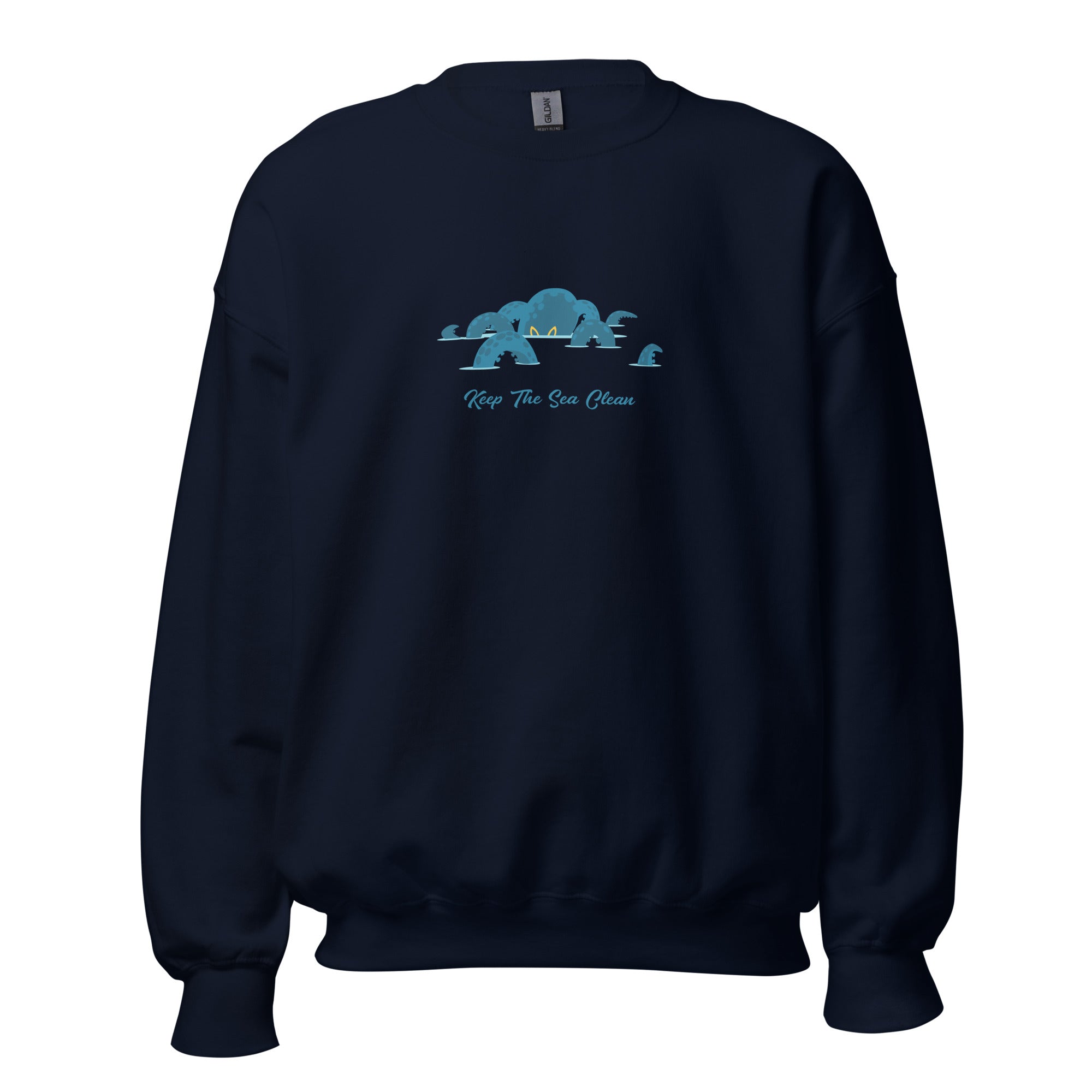 Sweat Unisexe à Col Rond Octopus Blue sur couleurs foncées