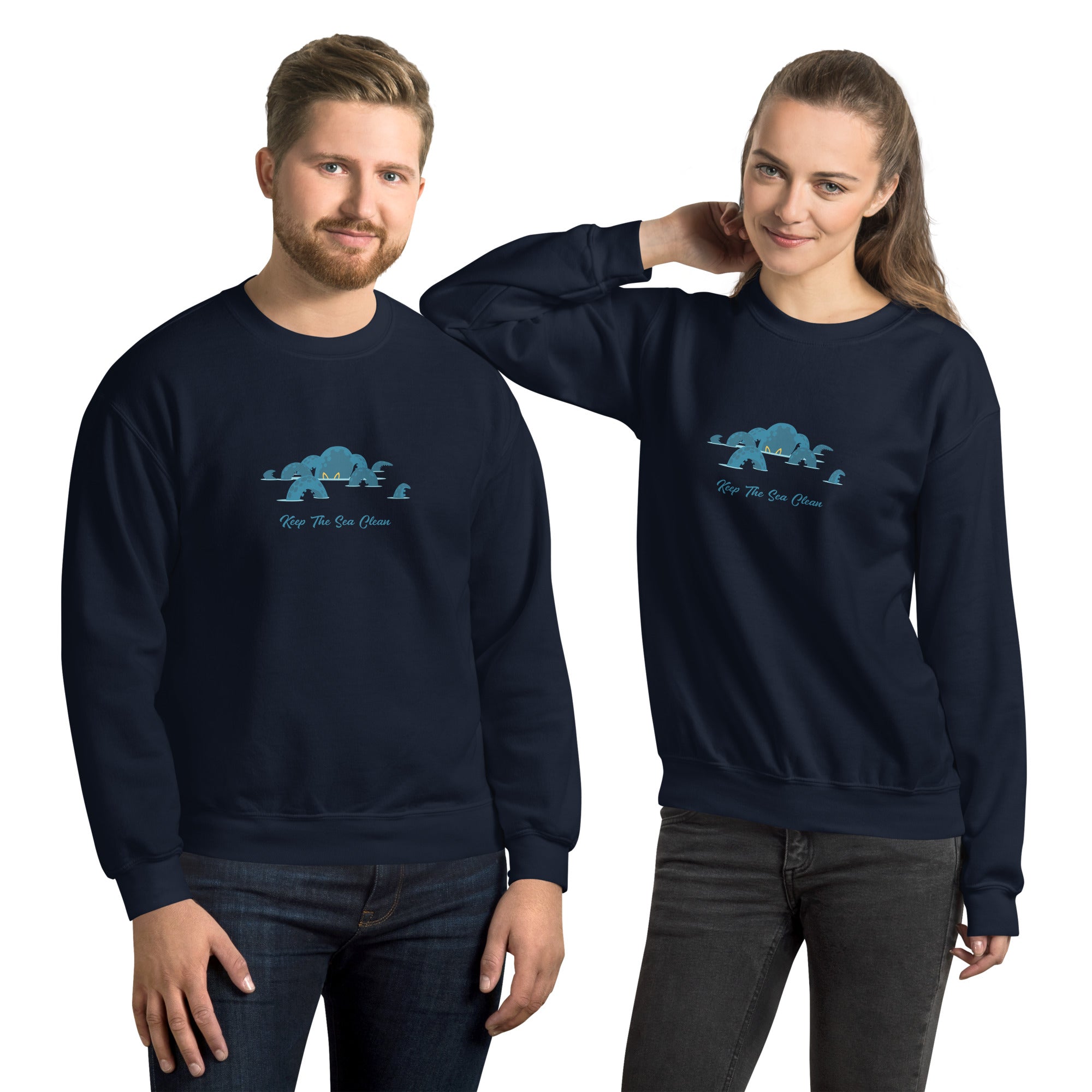 Sweat Unisexe à Col Rond Octopus Blue sur couleurs foncées