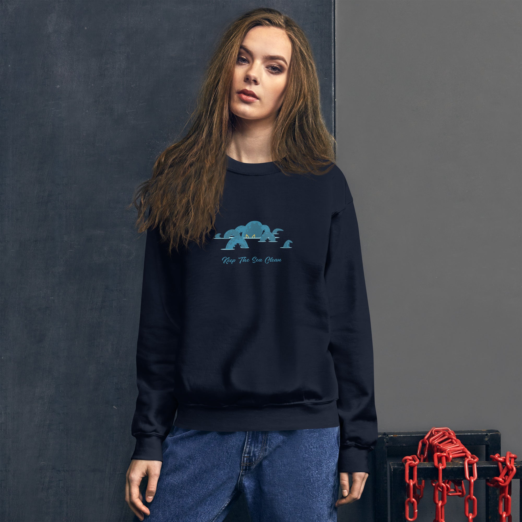 Unisex Sweatshirt Octopus Blue on dark colors