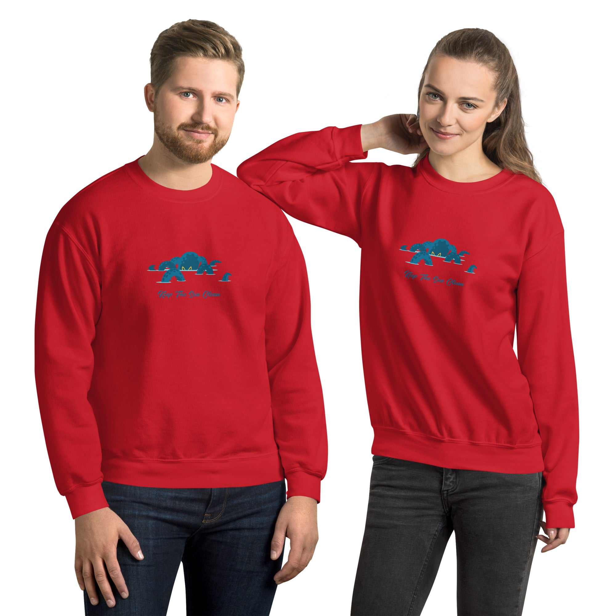 Sweat Unisexe à Col Rond Octopus Blue sur couleurs claires