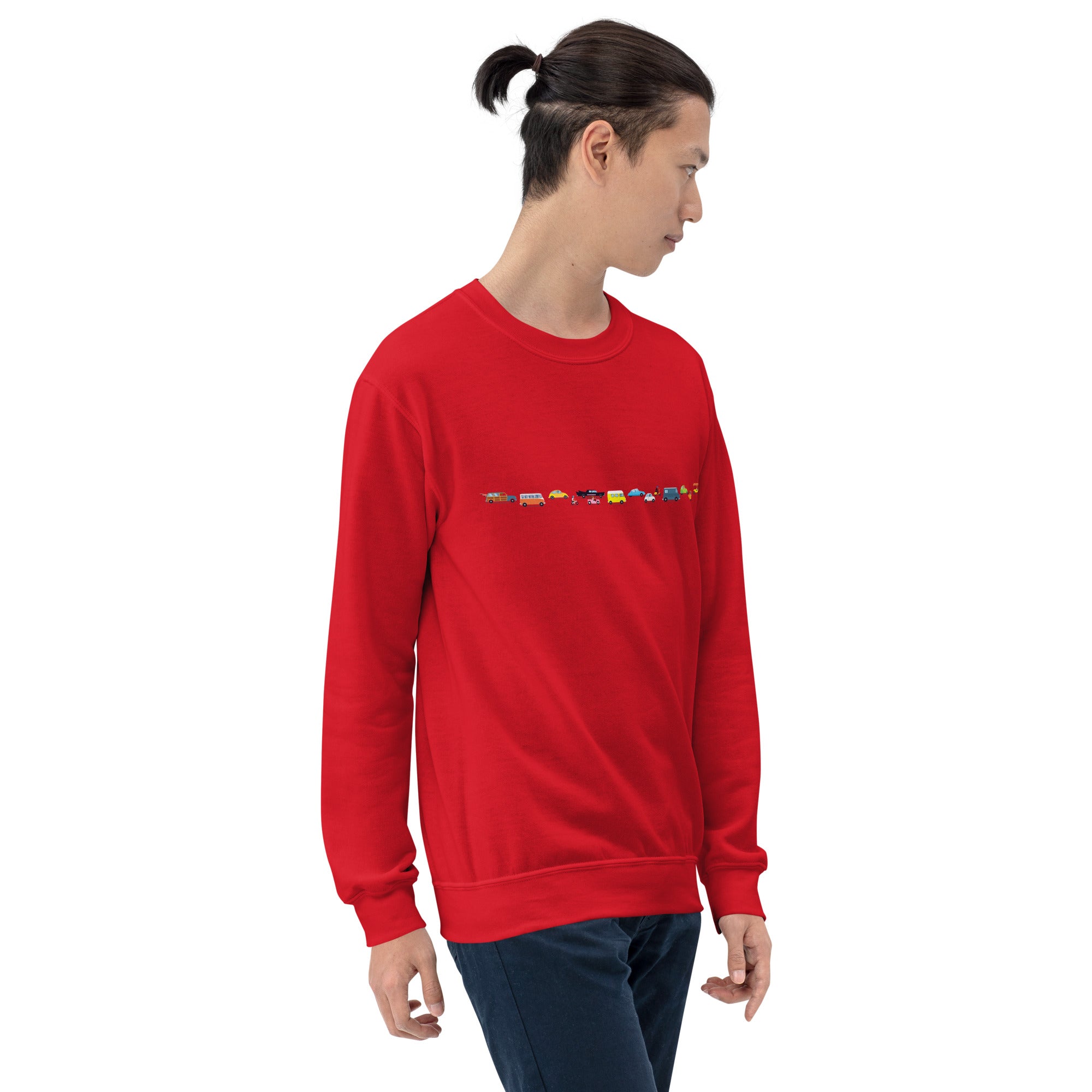 Sweat Unisexe à Col Rond Vintage Cars Traffic Jam sur couleurs claires