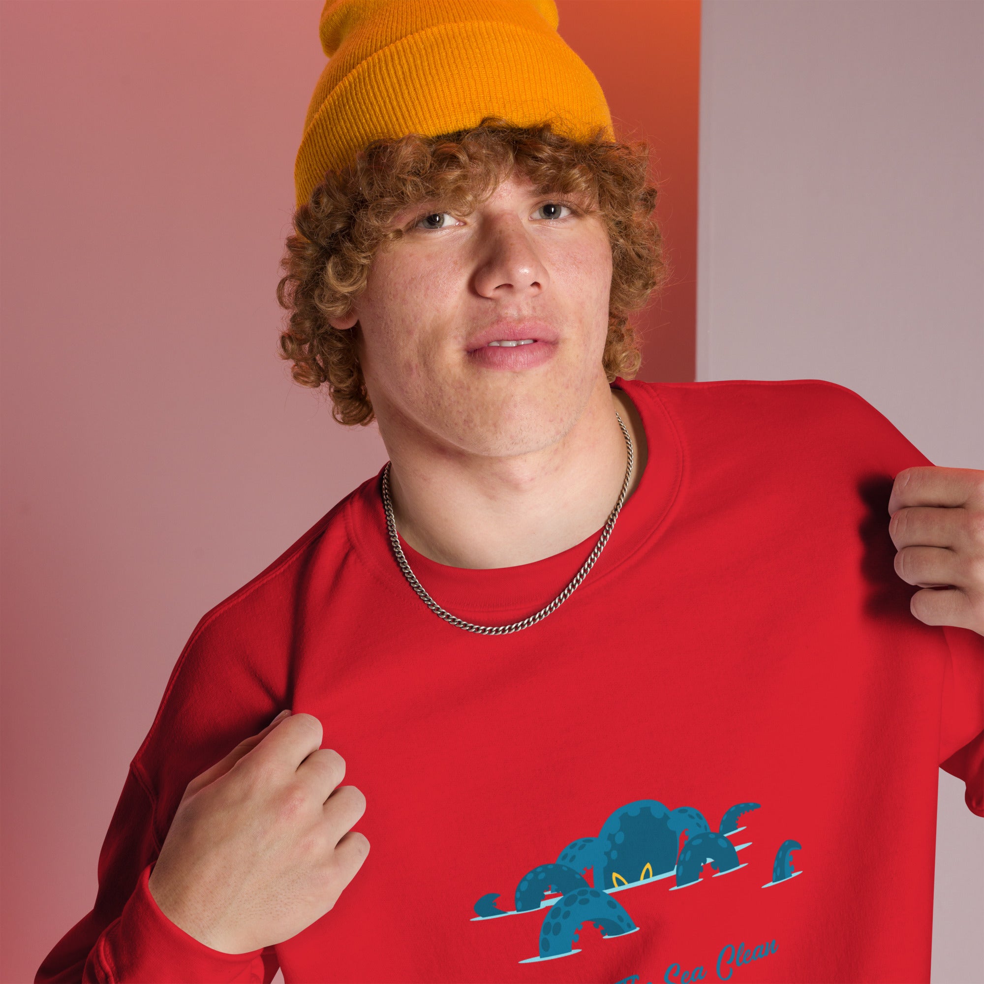 Sweat Unisexe à Col Rond Octopus Blue sur couleurs claires