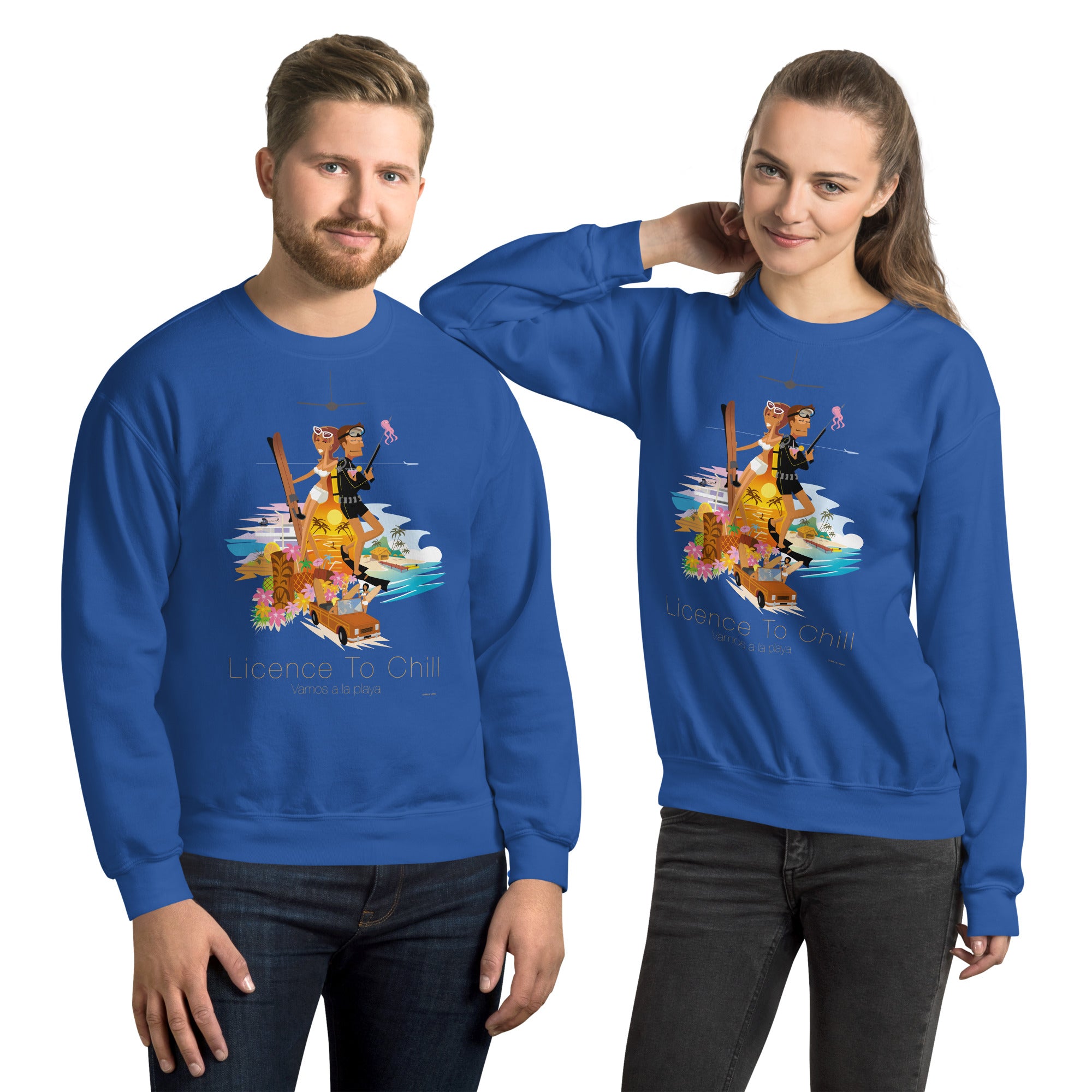 Unisex Sweatshirt License to Chill Vamos a la Playa on light colors