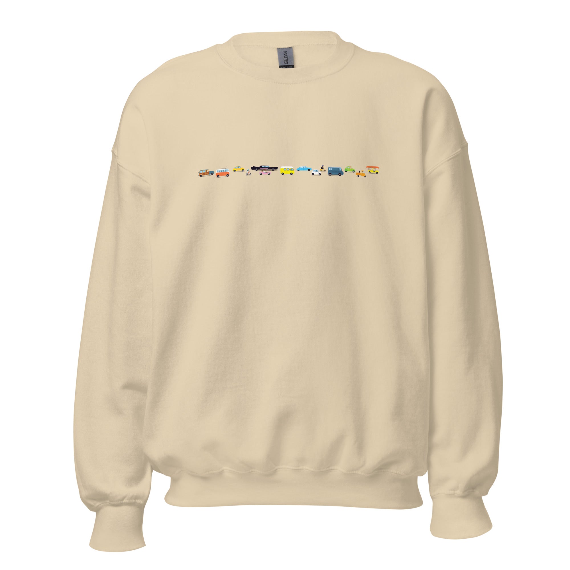 Sweat Unisexe à Col Rond Vintage Cars Traffic Jam sur couleurs claires