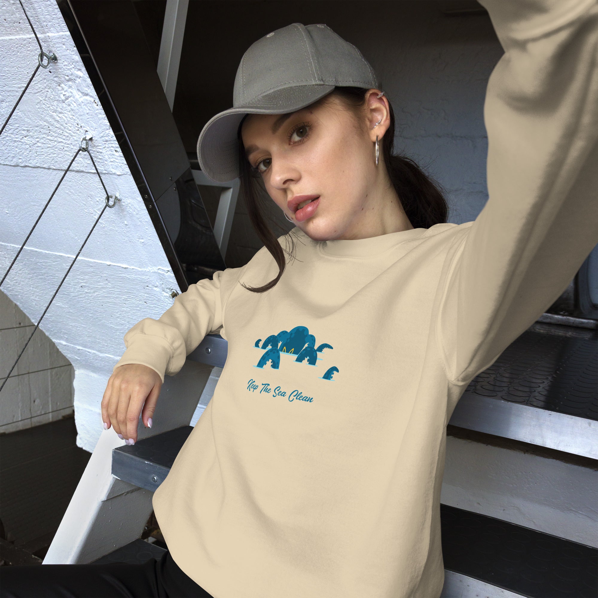 Unisex Sweatshirt Octopus Blue on light colors