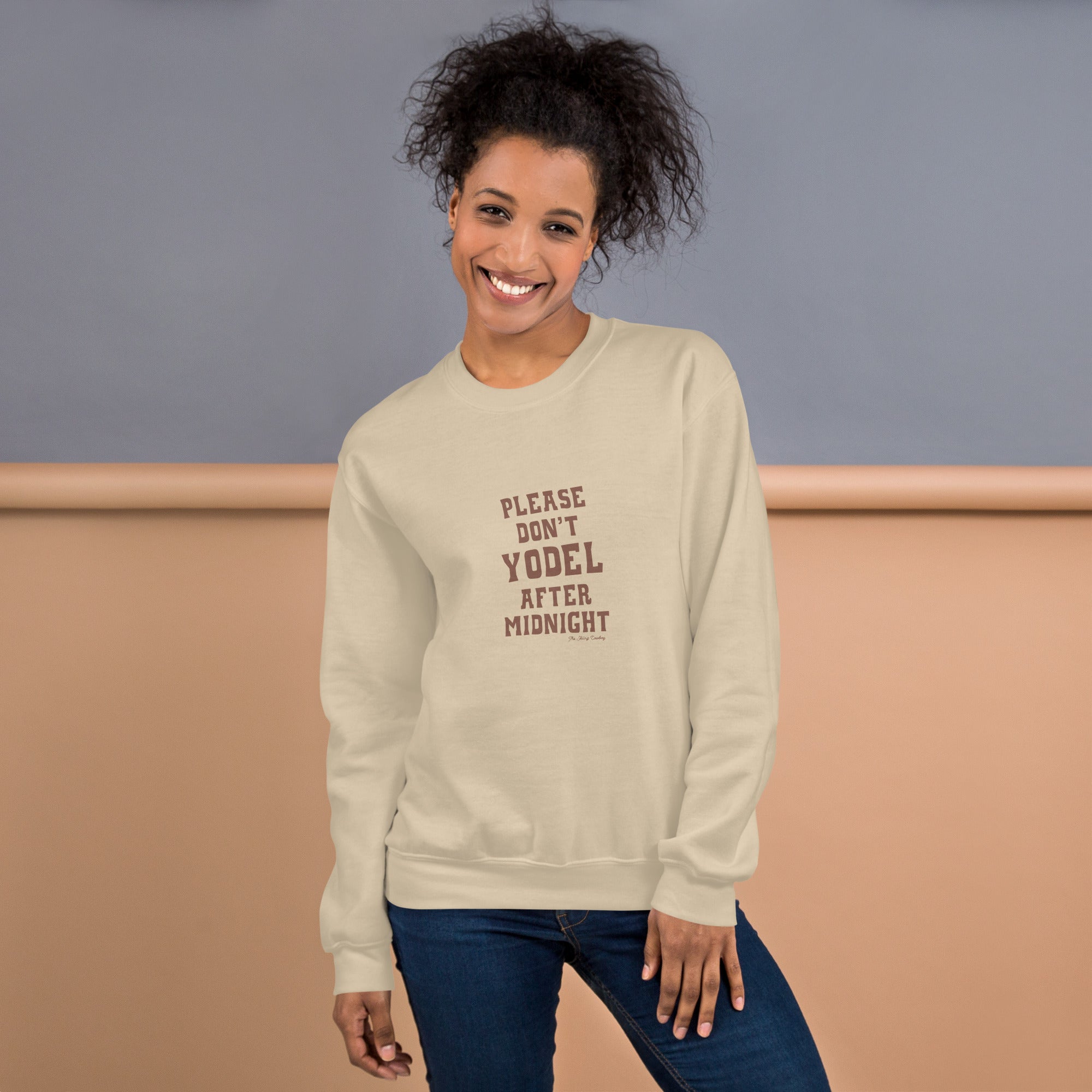 Unisex Sweatshirt Don't Yodel After Midnight dark text (front & back)