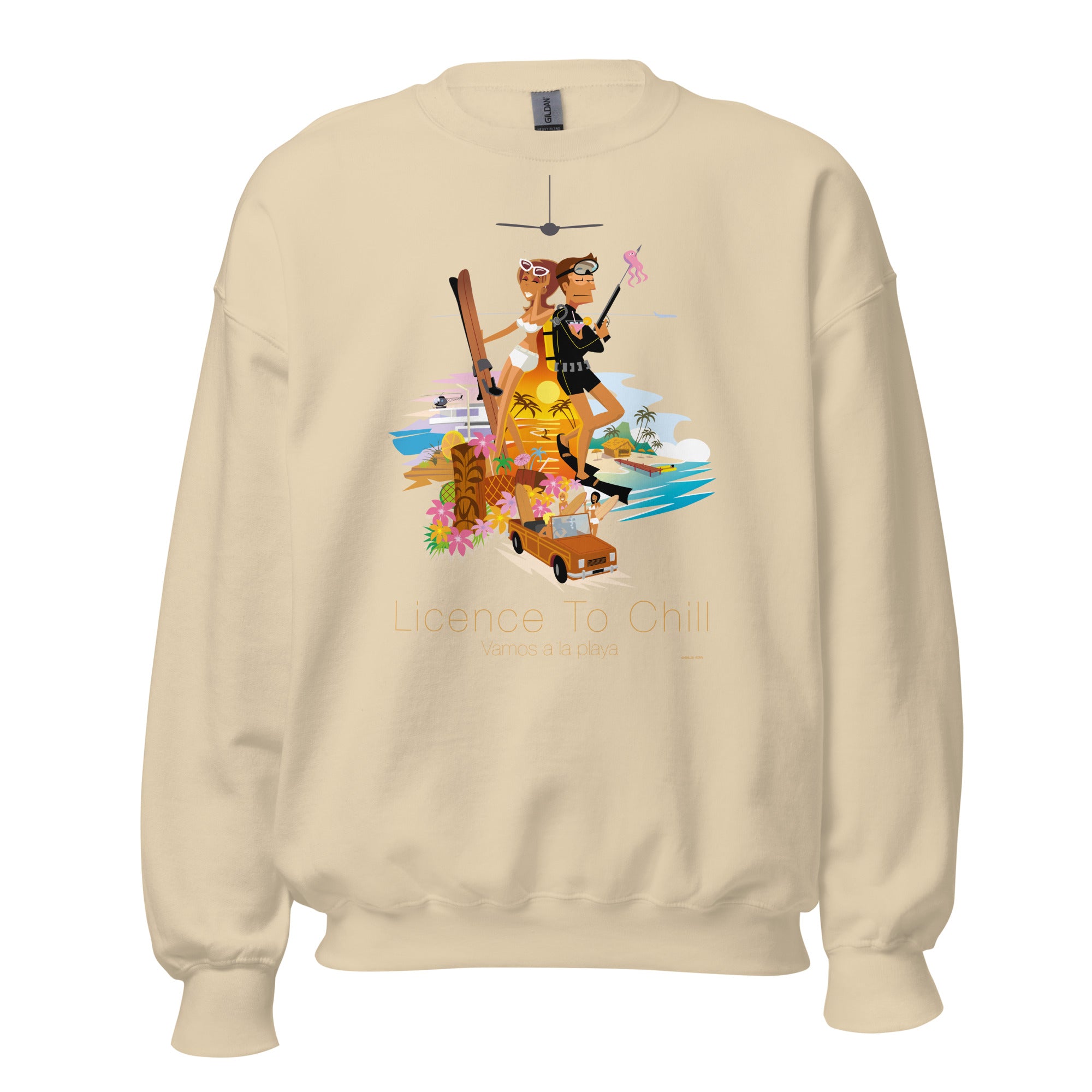 Unisex Sweatshirt License to Chill Vamos a la Playa on light colors