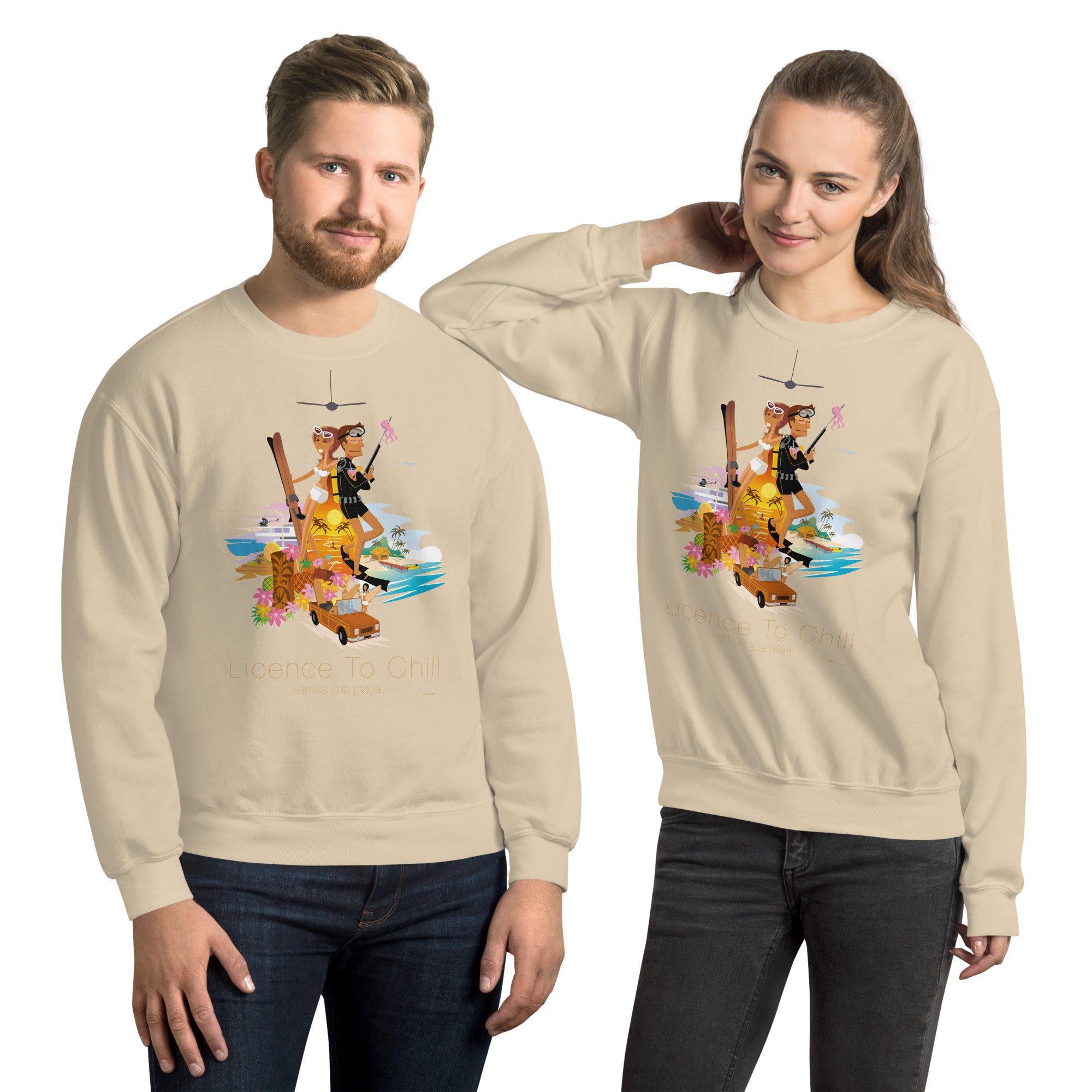 Unisex Sweatshirt License to Chill Vamos a la Playa on light colors