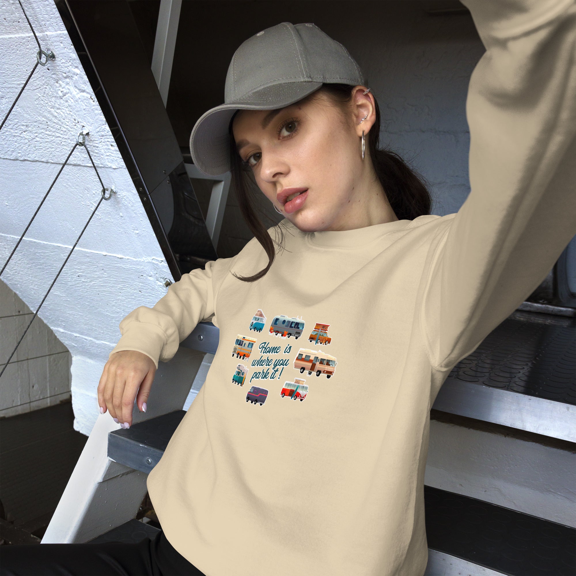 Unisex Sweatshirt Vintage Campers on light colors