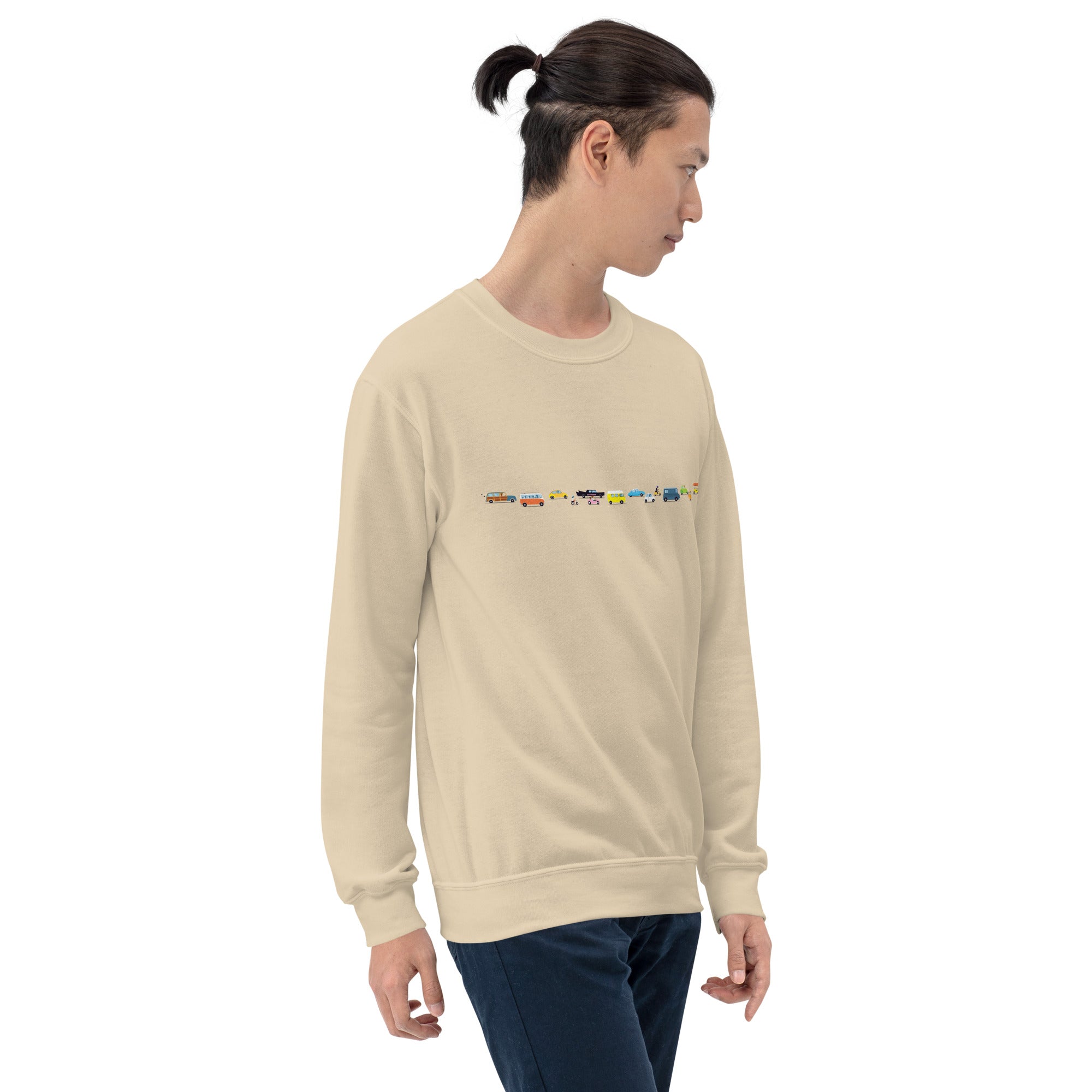 Sweat Unisexe à Col Rond Vintage Cars Traffic Jam sur couleurs claires