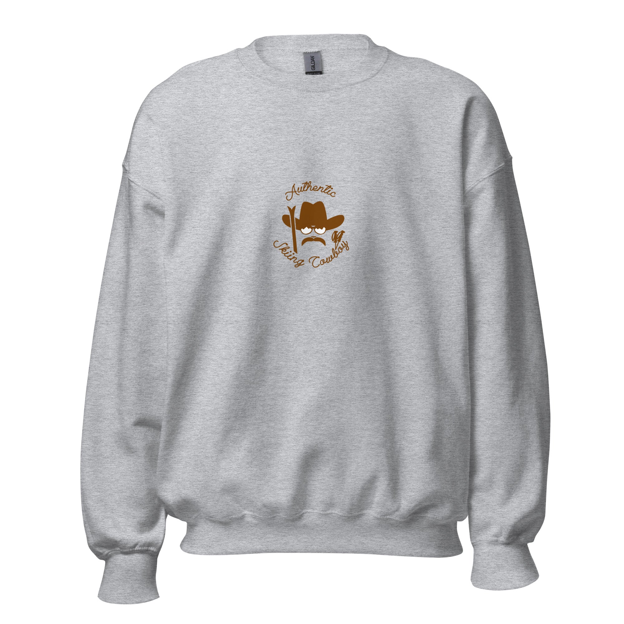 Sweat Unisexe à Col Rond Authentic Skiing Cowboy Brown