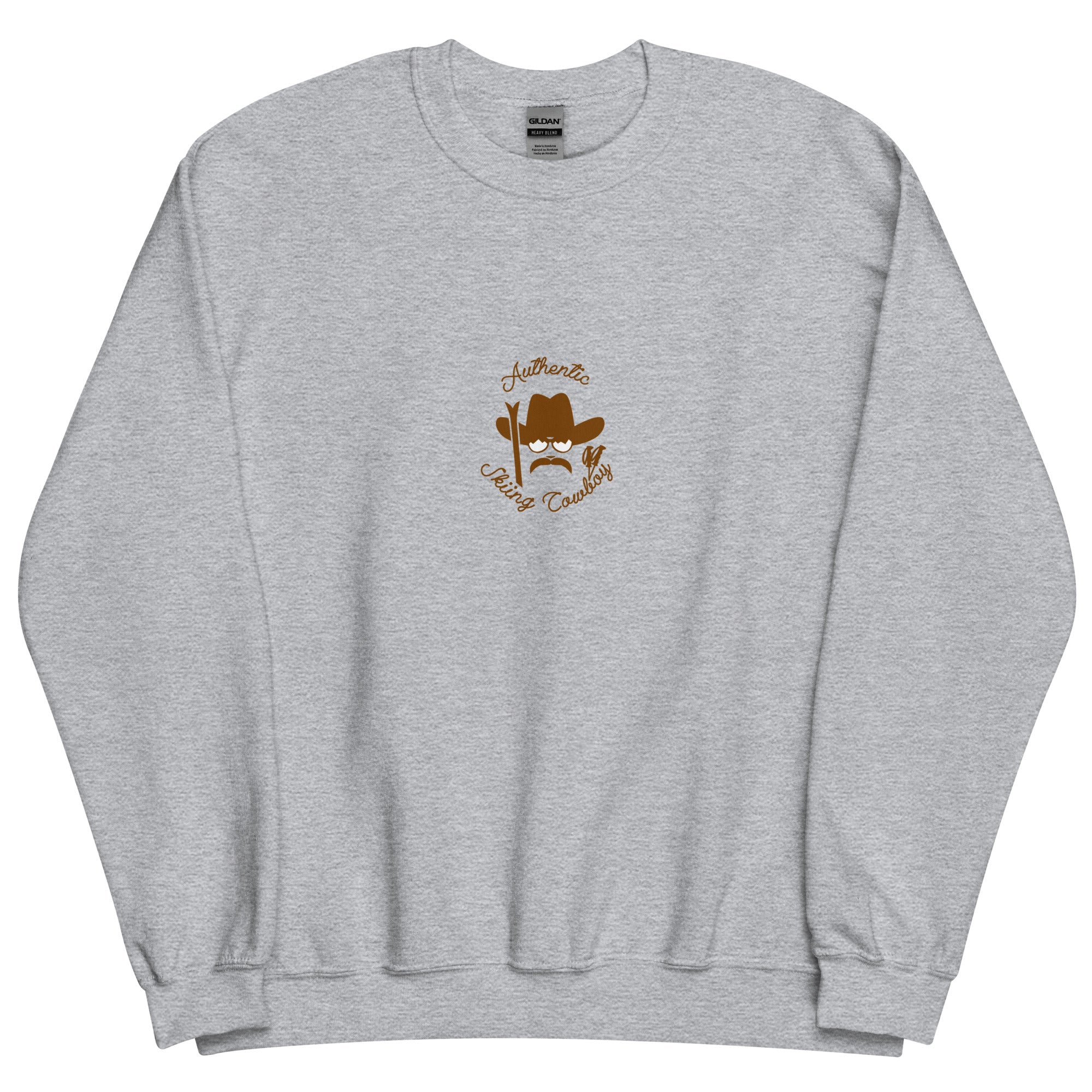 Sweat Unisexe à Col Rond Authentic Skiing Cowboy Brown