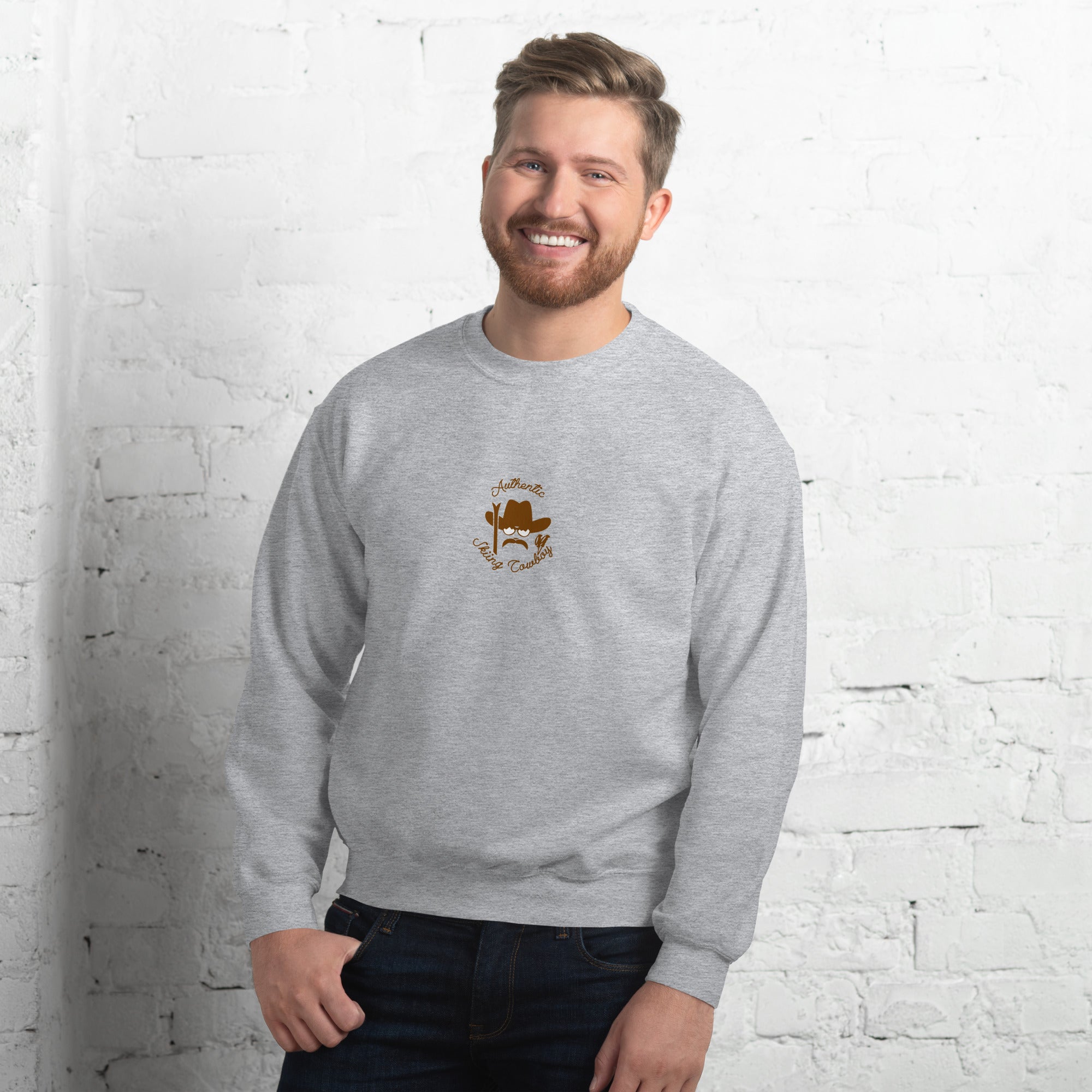 Unisex Sweatshirt Authentic Skiing Cowboy Brown