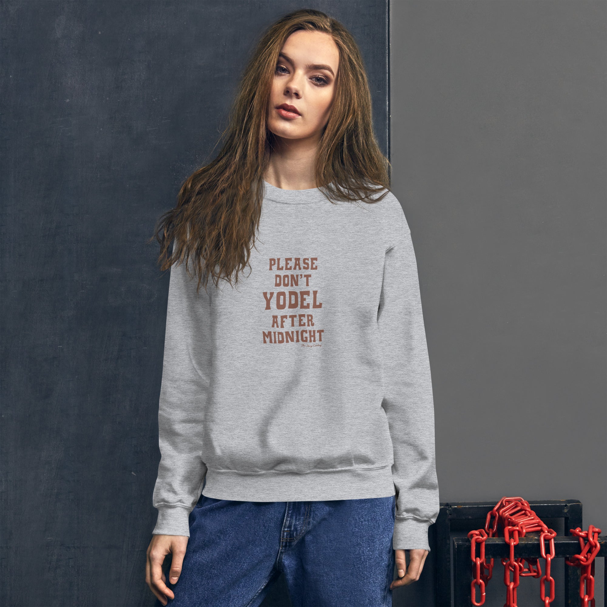 Unisex Sweatshirt Don't Yodel After Midnight dark text (front & back)