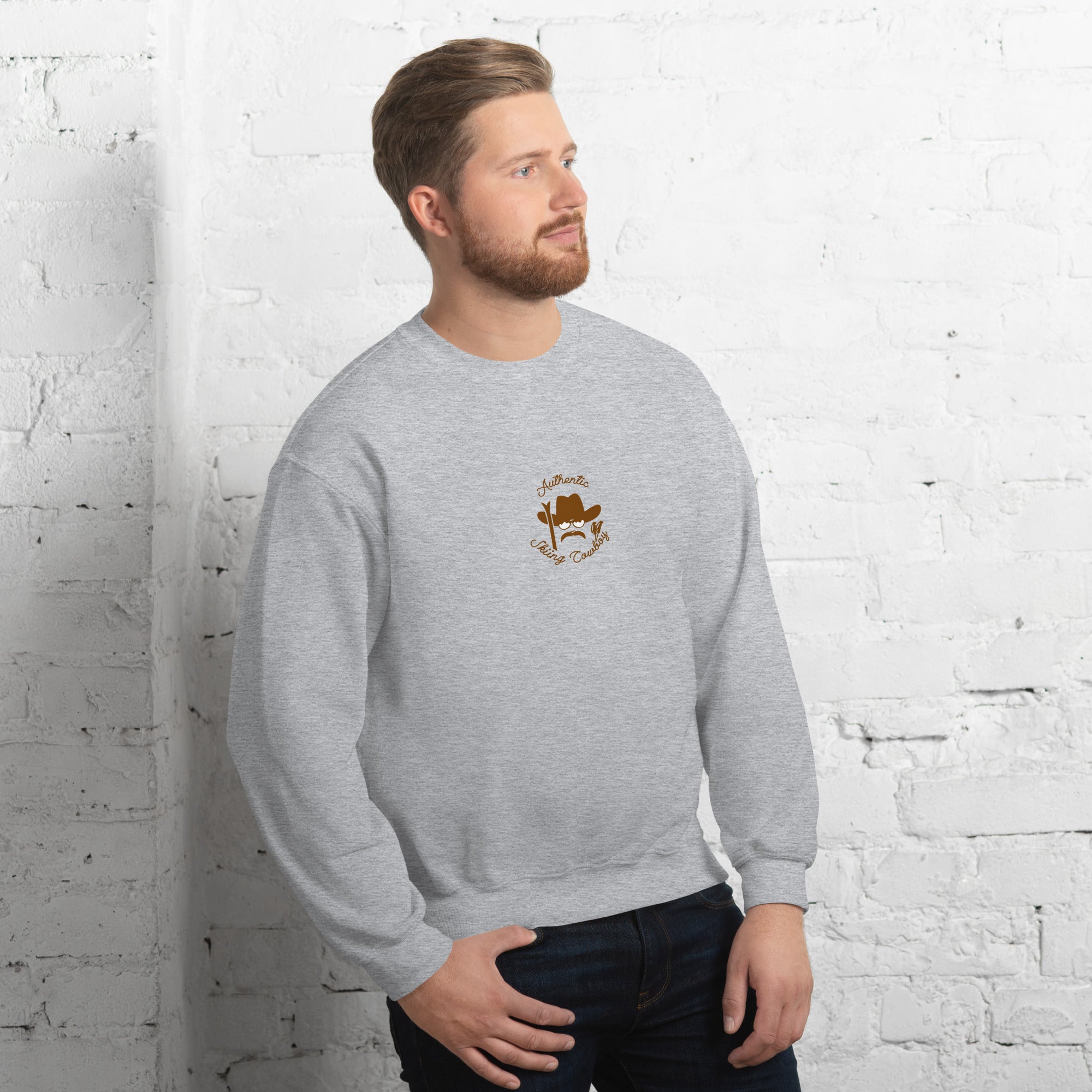 Unisex Sweatshirt Authentic Skiing Cowboy Brown