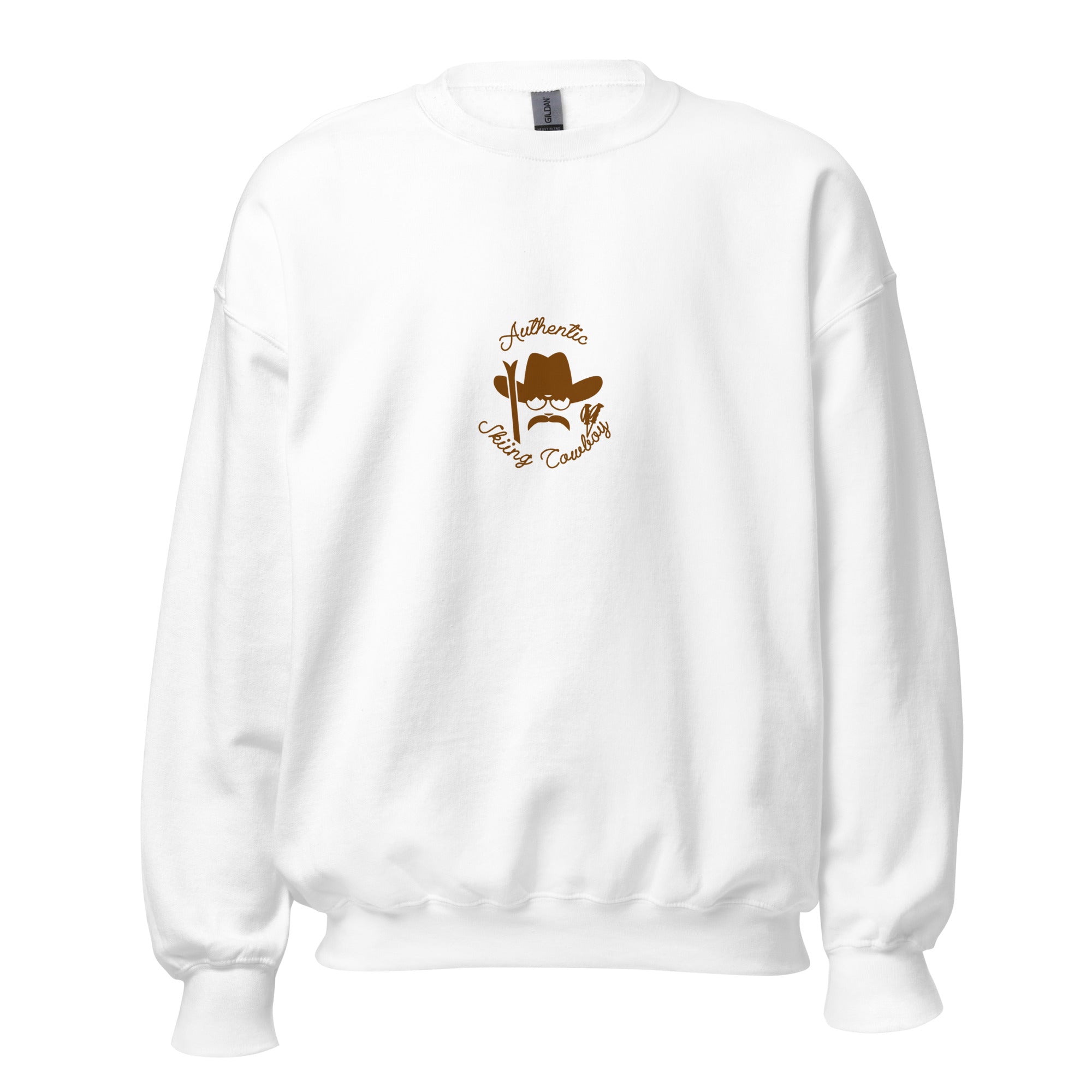 Sweat Unisexe à Col Rond Authentic Skiing Cowboy Brown