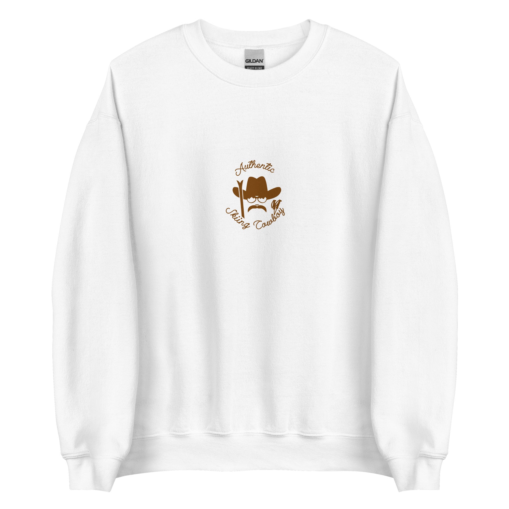 Sweat Unisexe à Col Rond Authentic Skiing Cowboy Brown