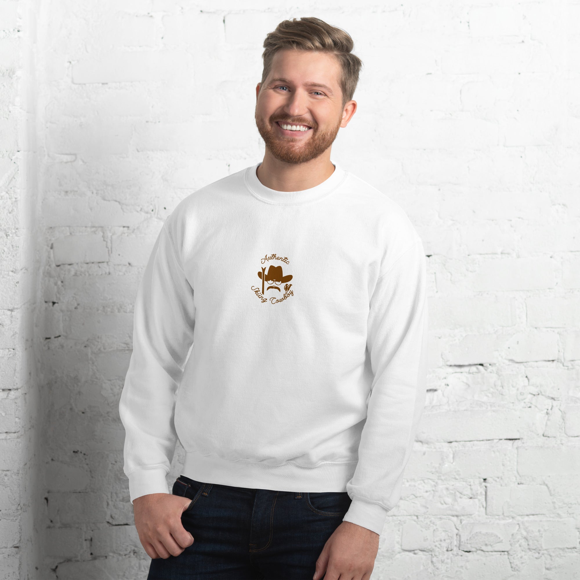 Unisex Sweatshirt Authentic Skiing Cowboy Brown