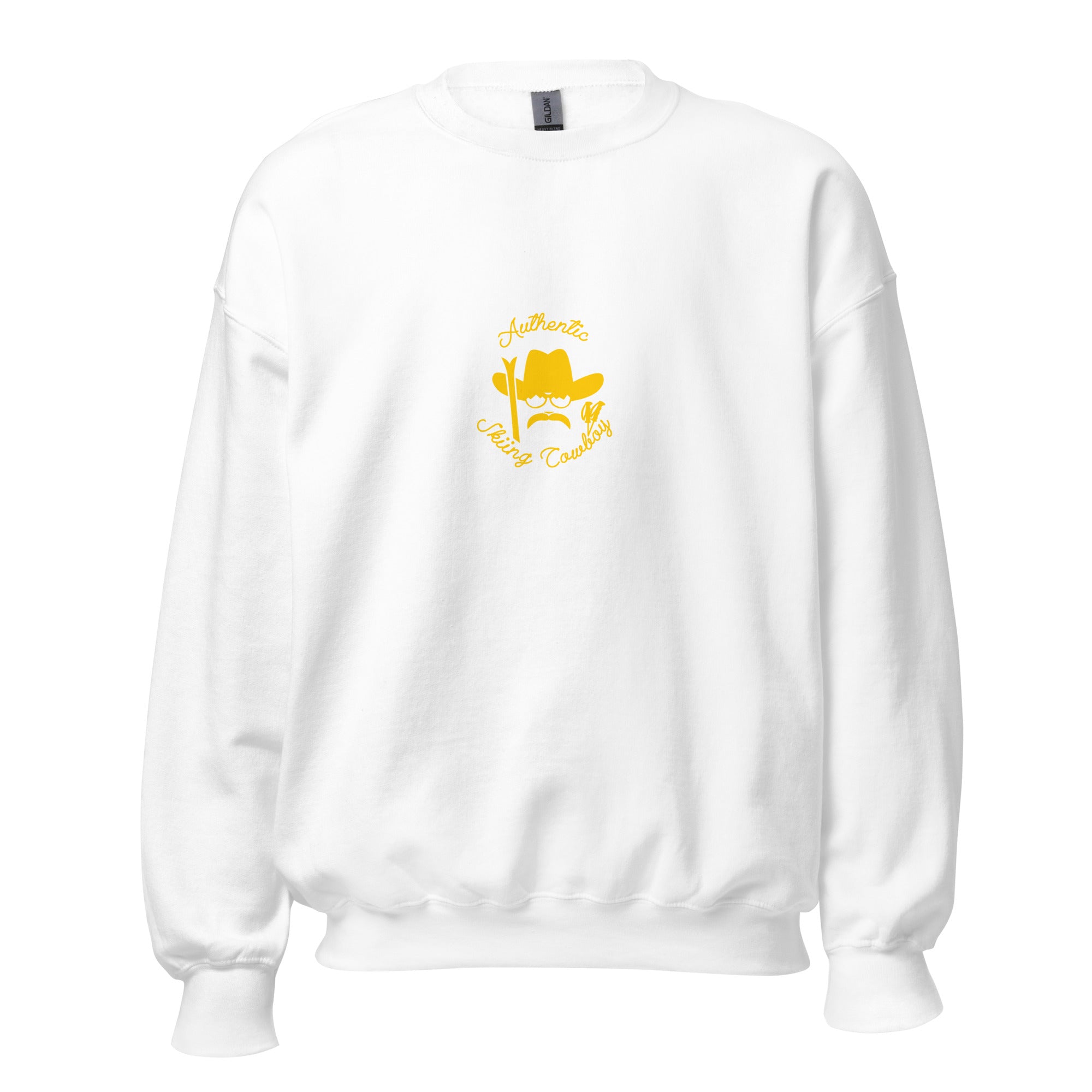 Sweat Unisexe à Col Rond Authentic Skiing Cowboy Gold