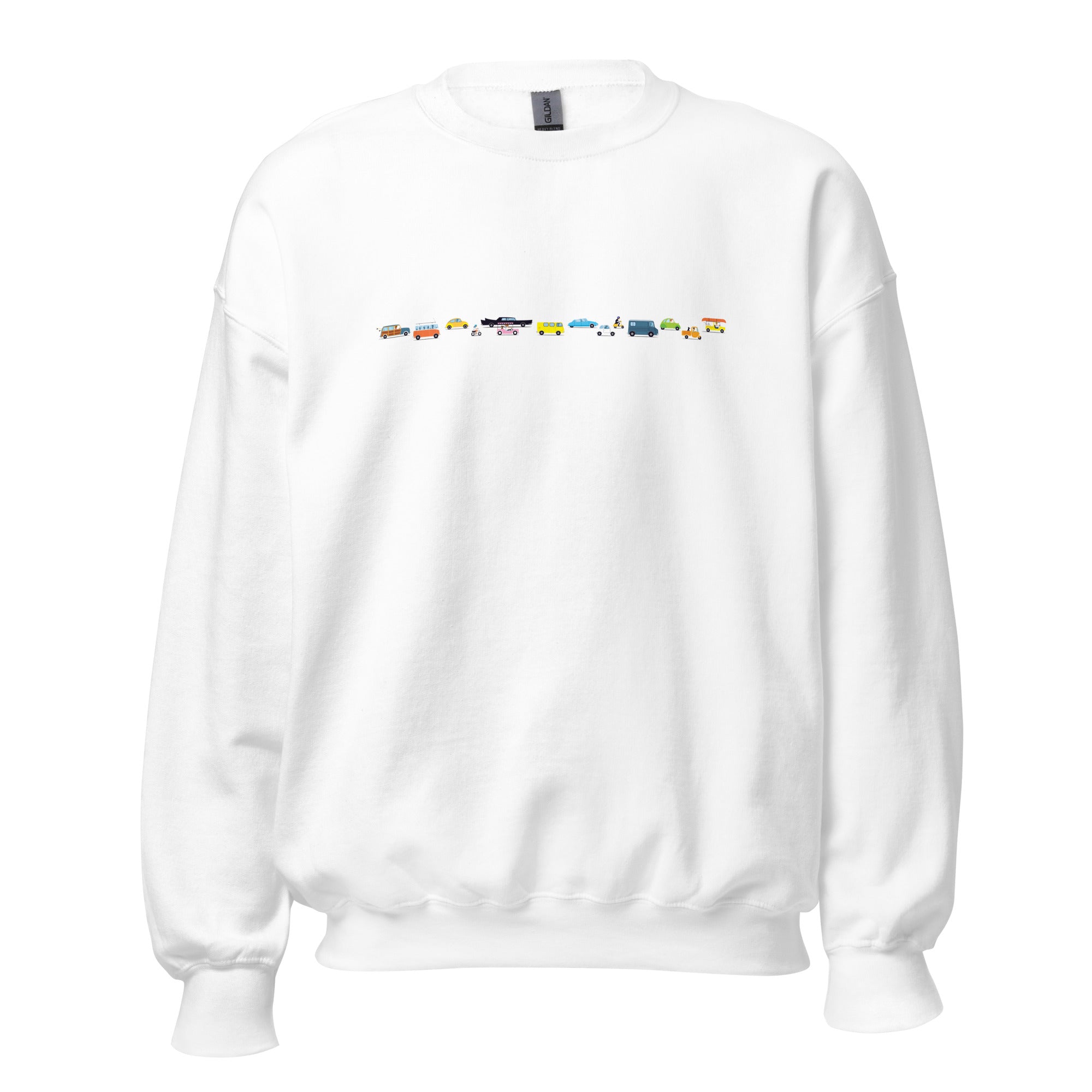 Sweat Unisexe à Col Rond Vintage Cars Traffic Jam sur couleurs claires