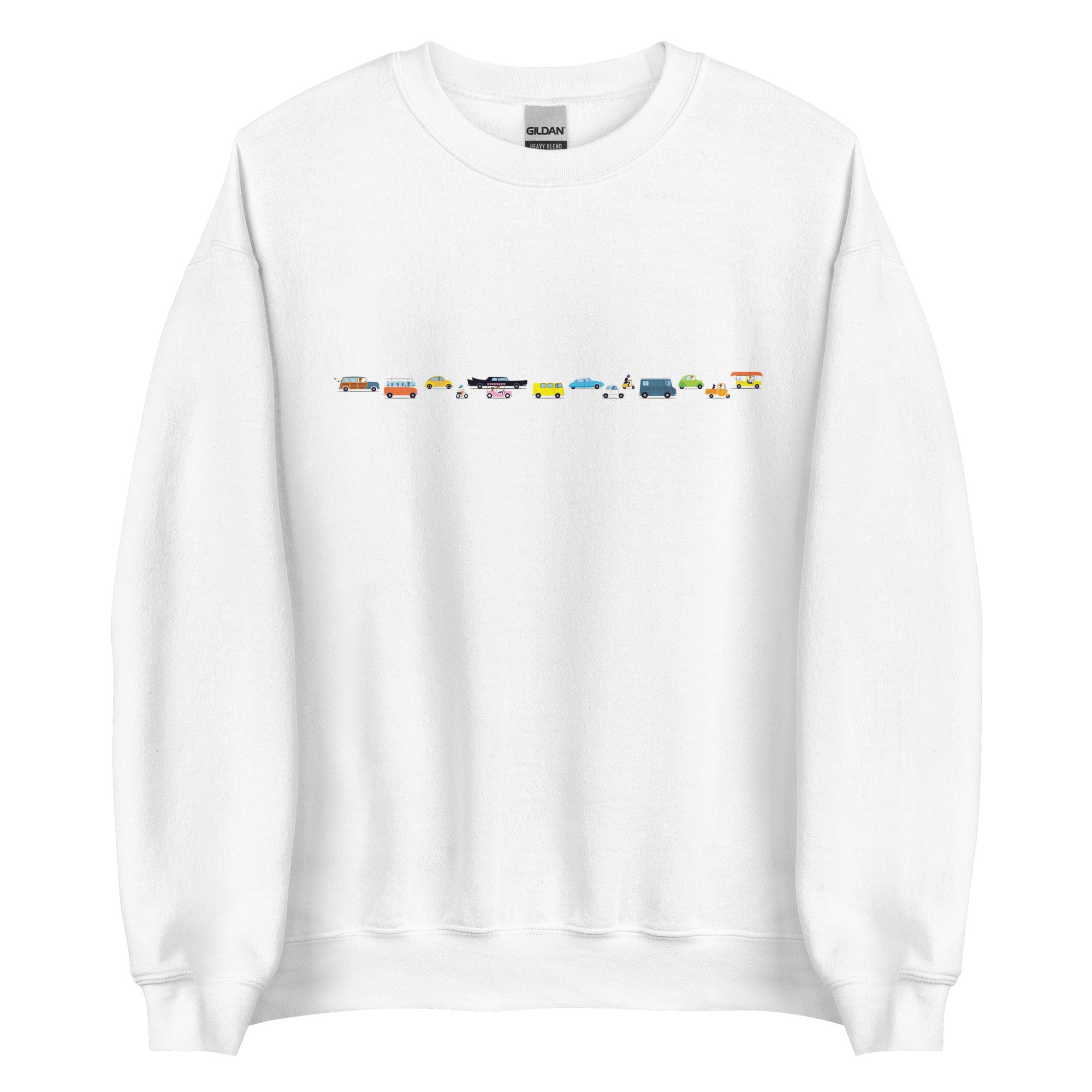 Sweat Unisexe à Col Rond Vintage Cars Traffic Jam sur couleurs claires