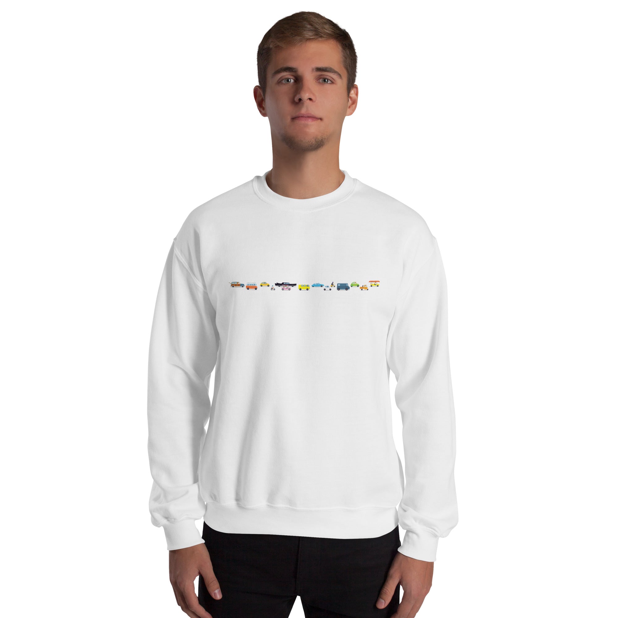 Sweat Unisexe à Col Rond Vintage Cars Traffic Jam sur couleurs claires