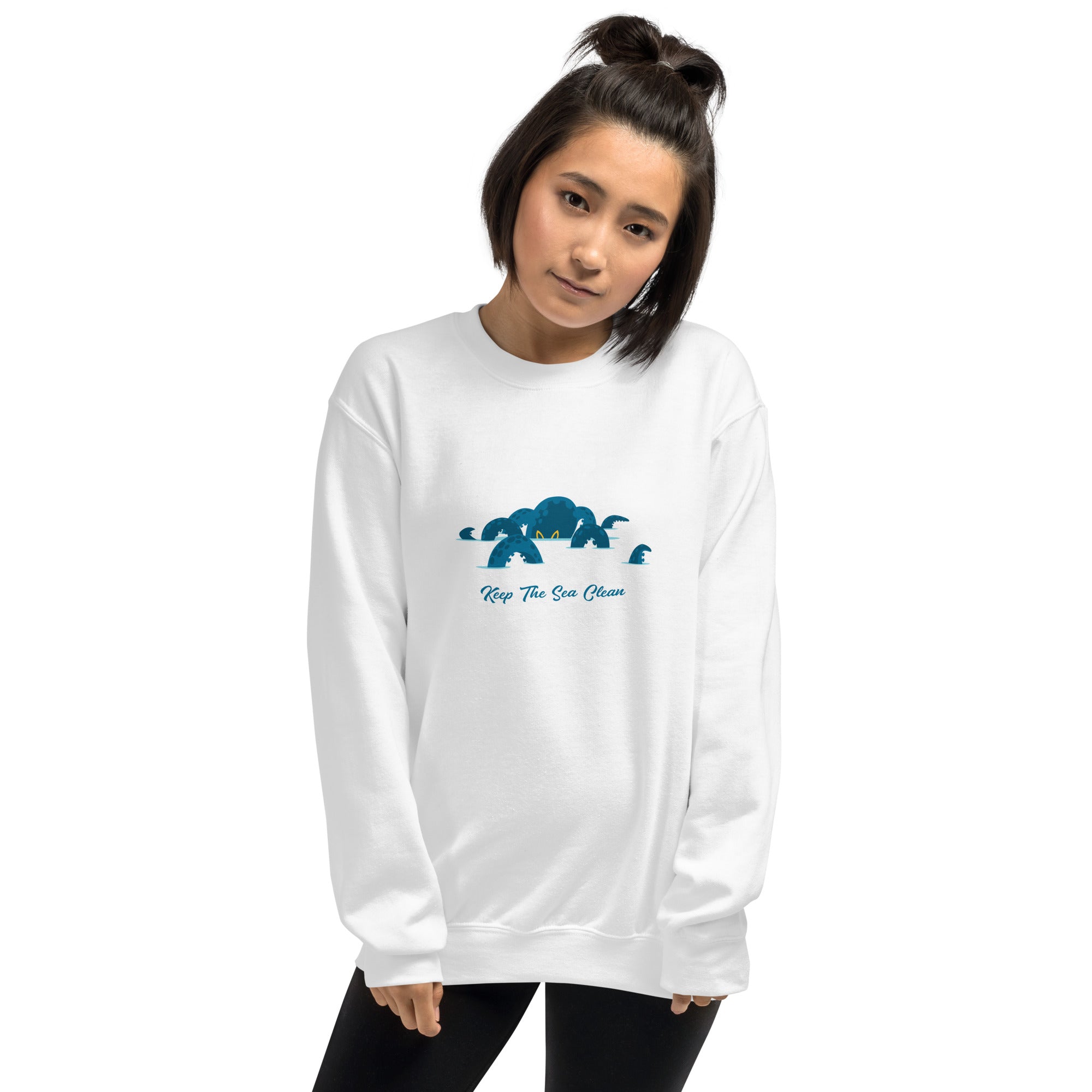 Sweat Unisexe à Col Rond Octopus Blue sur couleurs claires