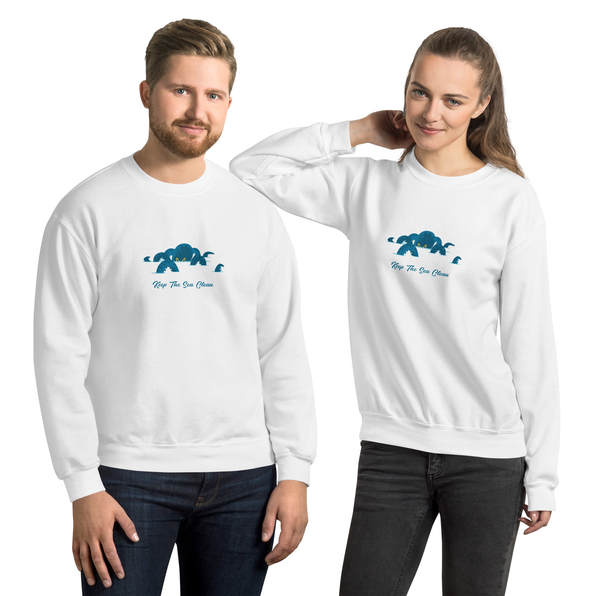 Sweat Unisexe à Col Rond Octopus Blue sur couleurs claires