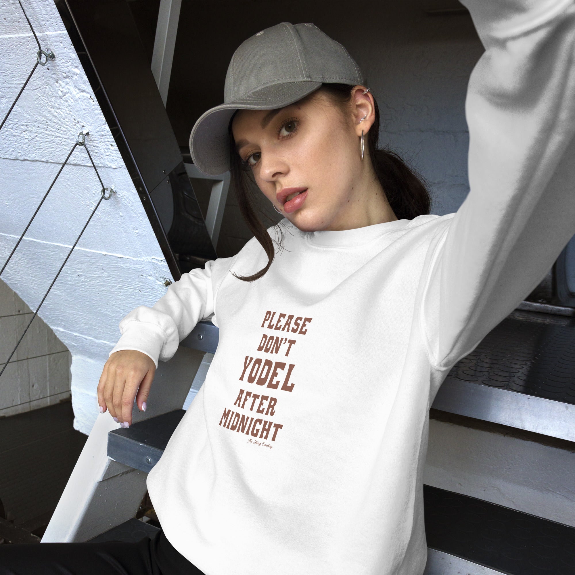 Unisex Sweatshirt Don't Yodel After Midnight dark text (front & back)